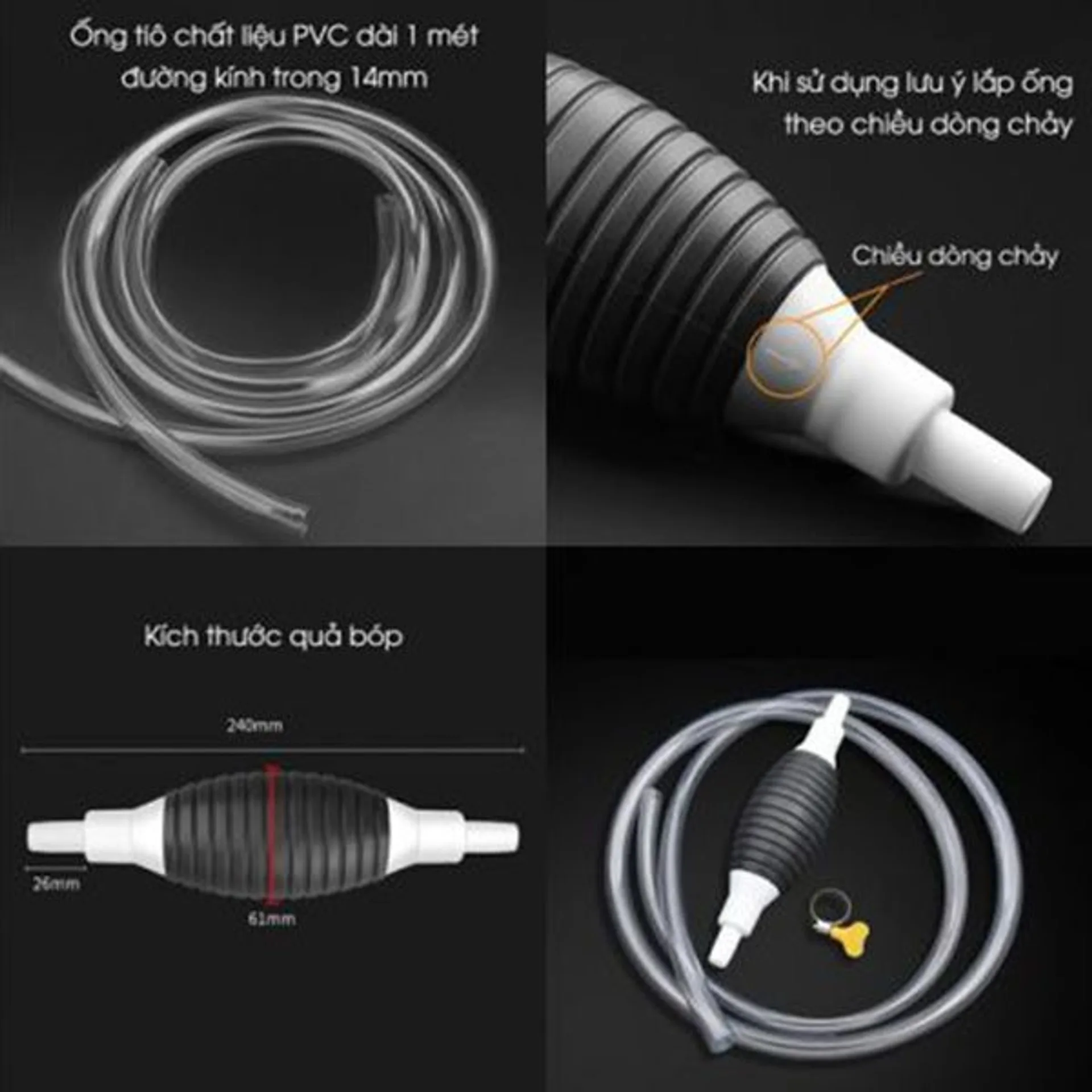 Dụng cụ bơm hút xăng dầu chất lỏng bóp tay tiện lợi, ống hút thay nước bể cá, hút rượu cầm tay (ảnh 4/6)