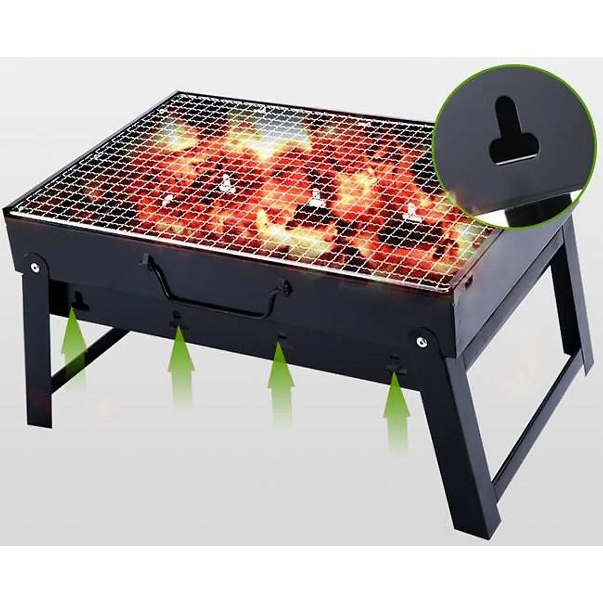 Bếp nướng than hoa vuông, bếp nướng ngoài trời inox không khói (ảnh 4/5)