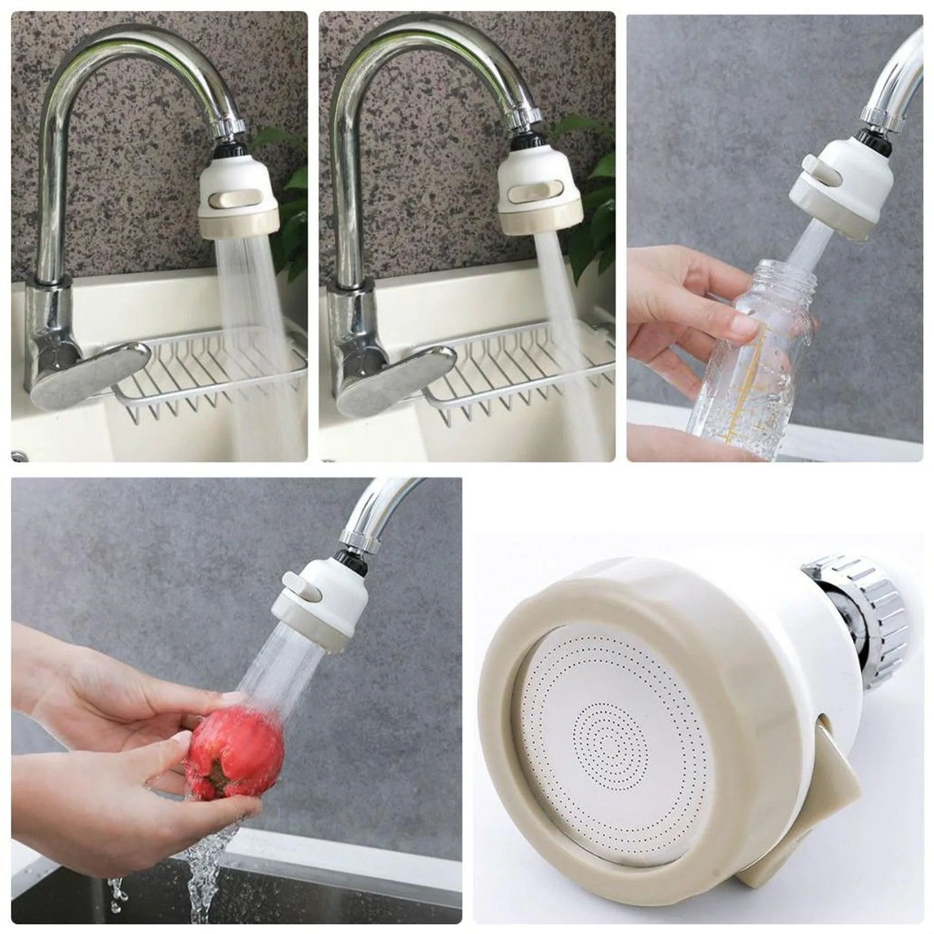 Đầu vòi tăng áp rửa chén bát, điều hướng xoay 360 độ, 3 chế độ, tiết kiệm nước, phù hợp với nhiều loại vòi (ảnh 4/6)
