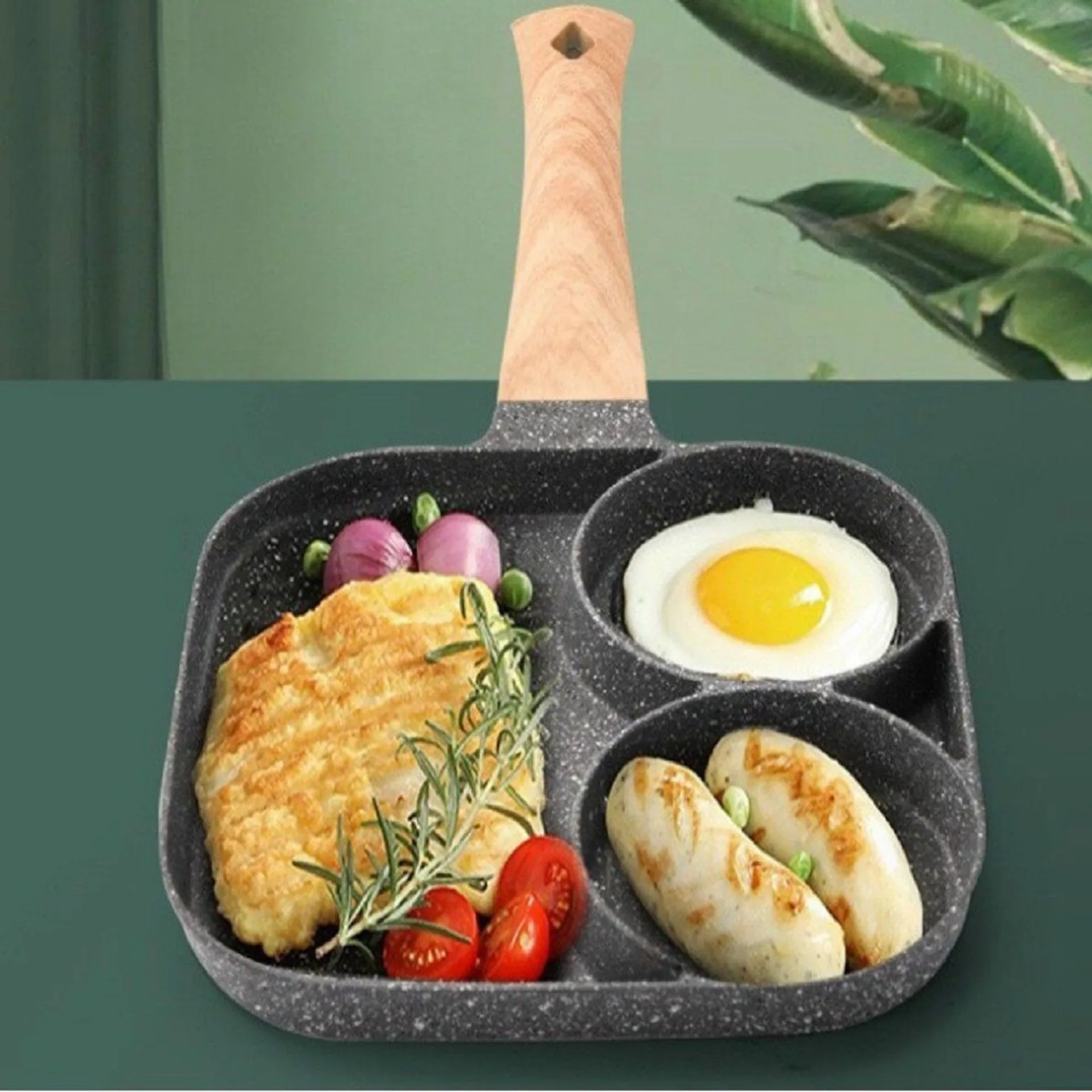 Chảo đá chia ô 3 ngăn chiên rán chống dính tốt dùng cho mọi loại bếp (ảnh 3/5)