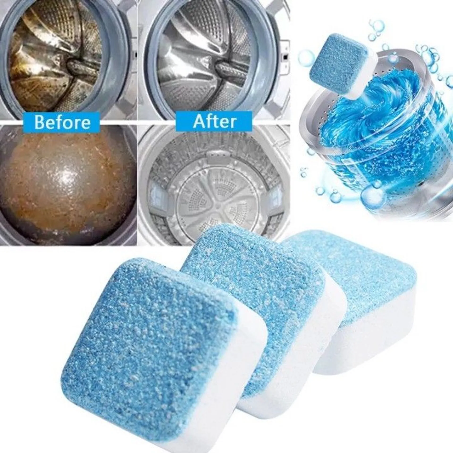 Hộp 12 viên tẩy vệ sinh diệt khuẩn, tẩy sạch chất cặn, mảng bám, ẩm mốc hiệu quả  cho lồng máy giặt (ảnh 5/5)