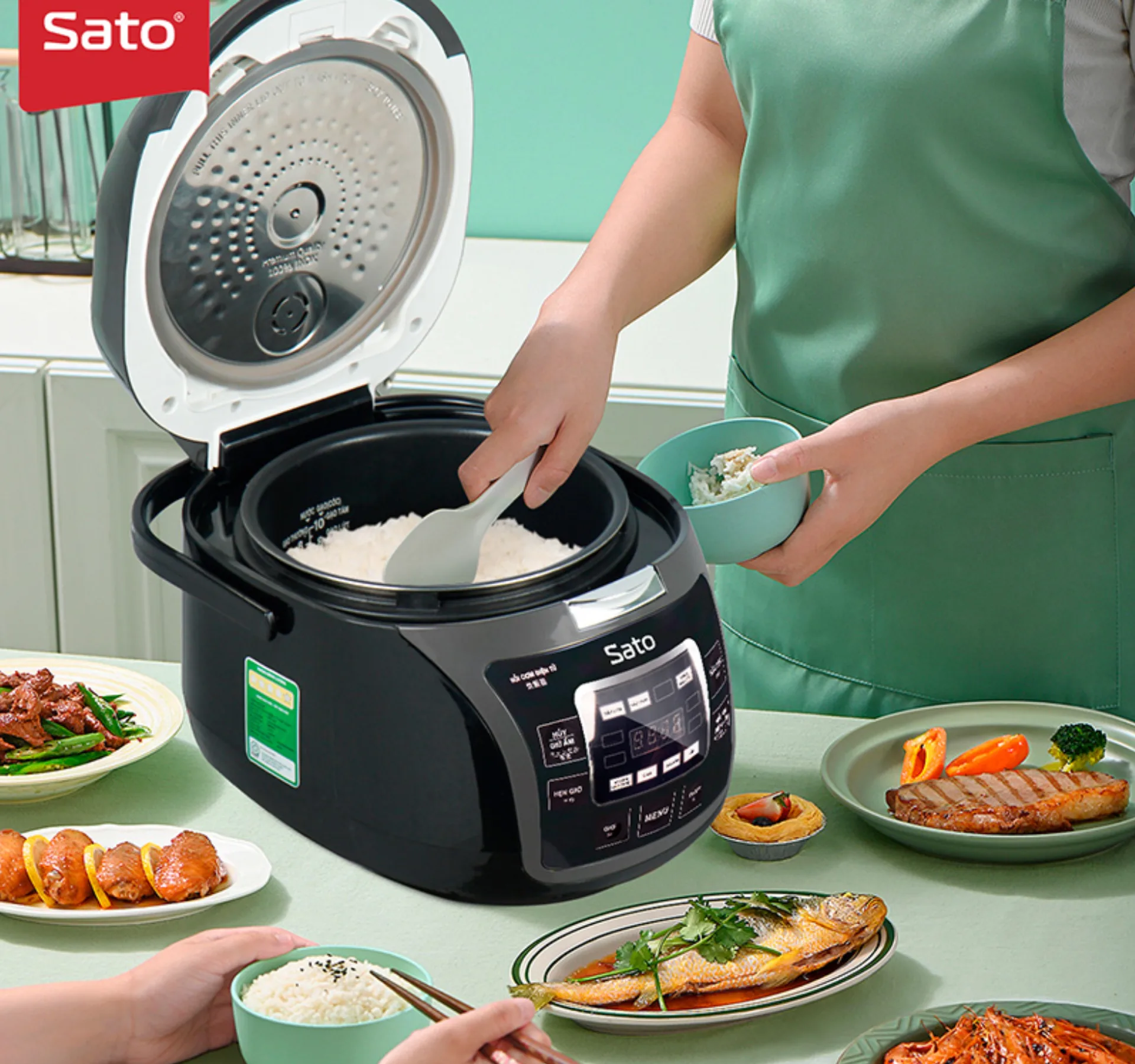 Nồi cơm điện tử SATO 18DT017 (G) 1.8L (ảnh 2/4)