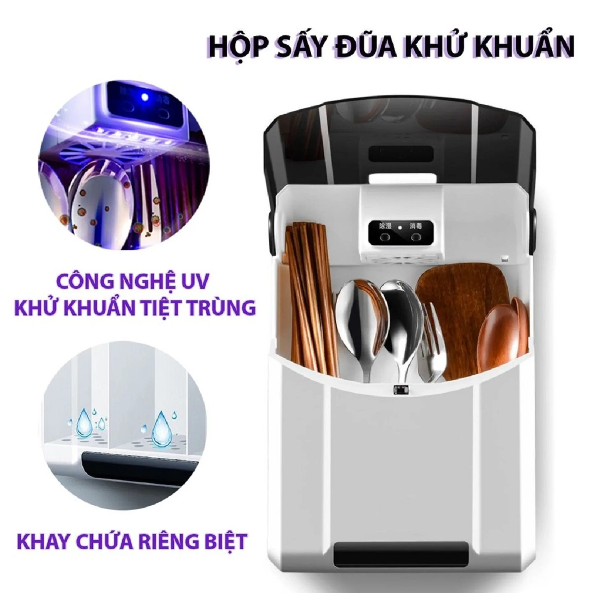 Máy sấy đũa thìa ngăn nấm mốc bảo vệ sức khỏe, máy khử trùng đũa thìa có tia UV diệt khuẩn (ảnh 4/4)