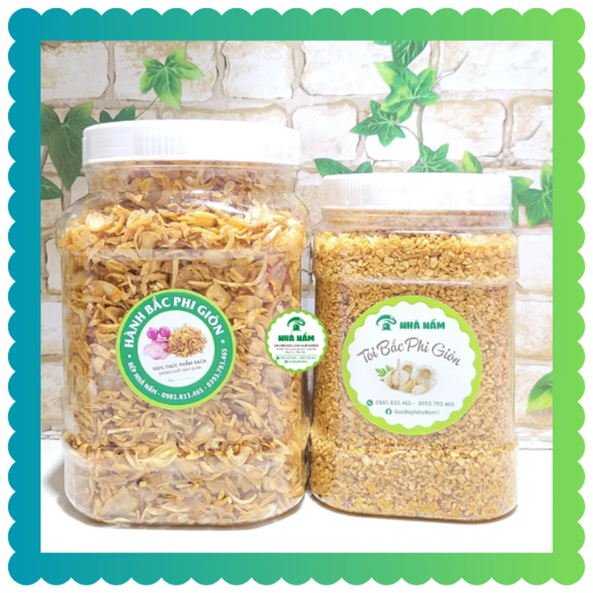 COMBO 1KG Hành Bắc Phi + Tỏi Bắc Phi (mỗi hủ 500gr) - Hành Tỏi phi thu công - Dùng 1 lần dầu