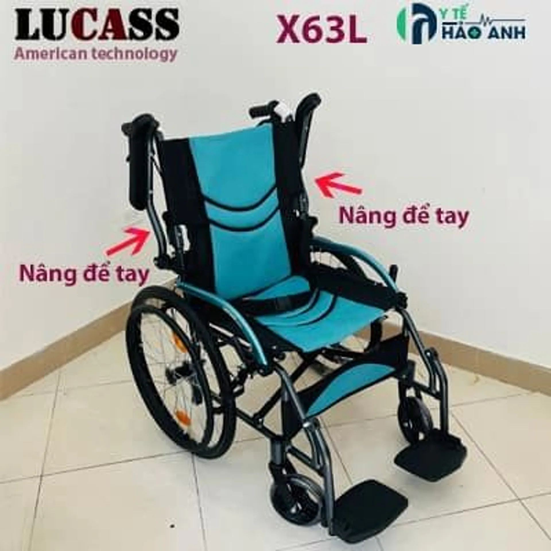 Xe lăn siêu gọn nhẹ Lucass X63L xanh
