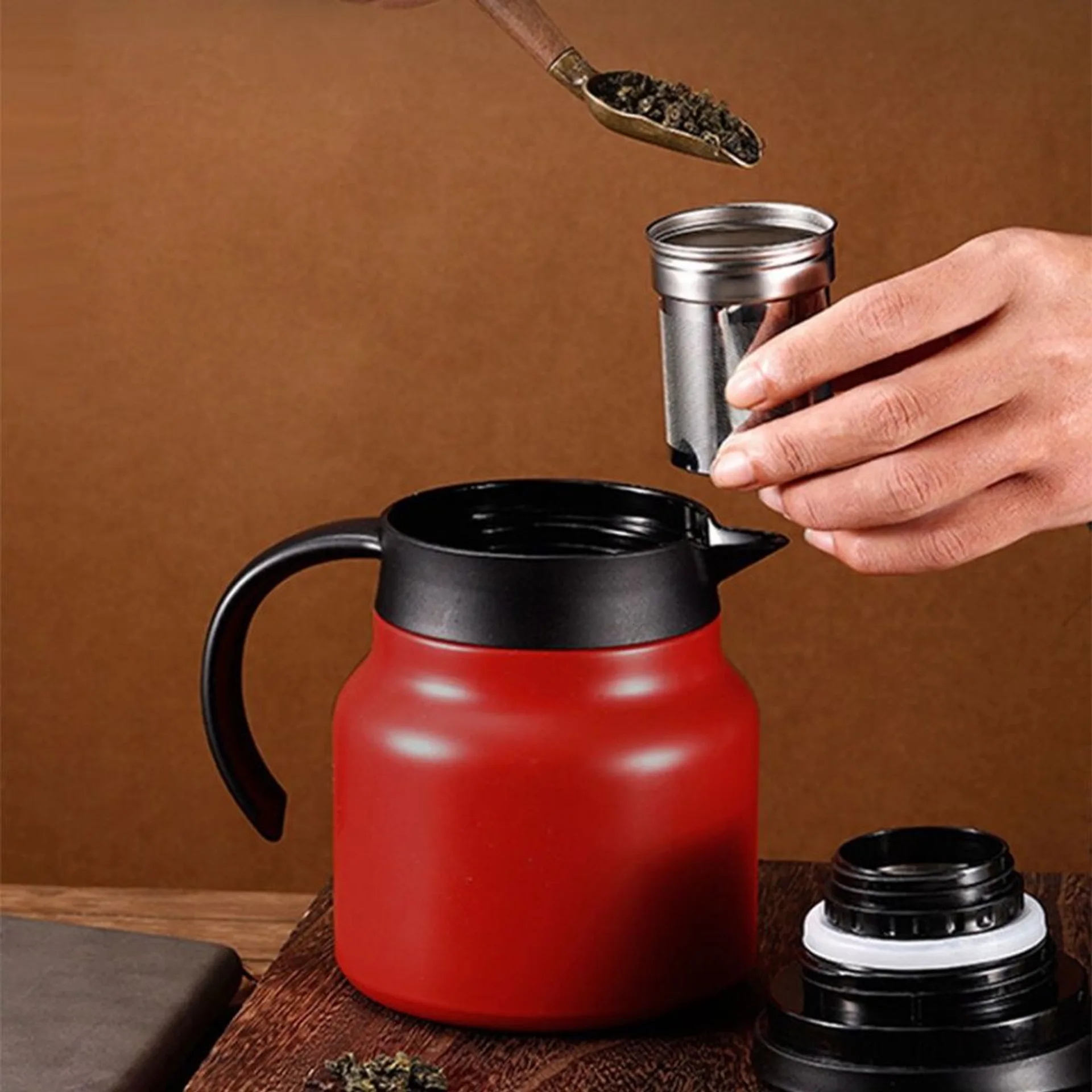 Bình pha trà giữ nhiệt dung tích 1000ml chất liệu inox 316 siêu bền, ấm pha trà cafe có lõi lọc (ảnh 3/5)