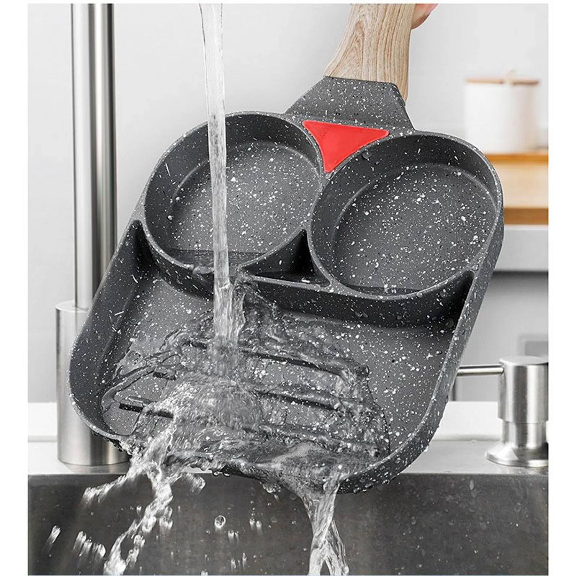 Chảo đá chia ô 3 ngăn chiên rán chống dính tốt dùng cho mọi loại bếp (ảnh 4/5)