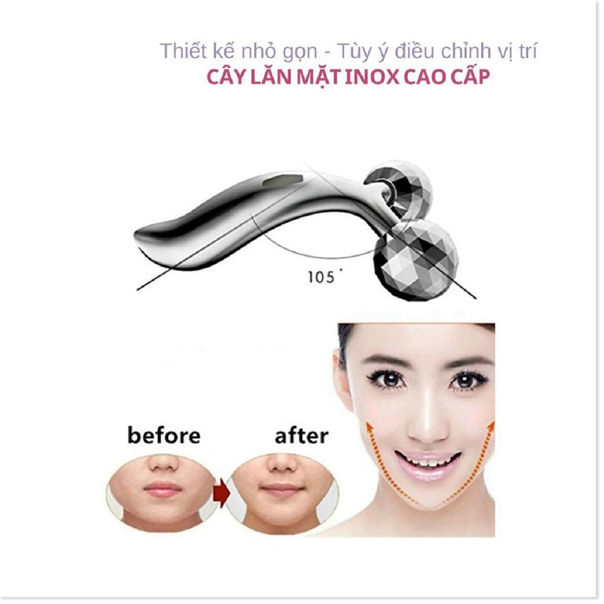 Cây lăn massage mặt 3D loại lớn tạo cằm vline thon gọn đùi giảm mỡ bụng (ảnh 3/6)
