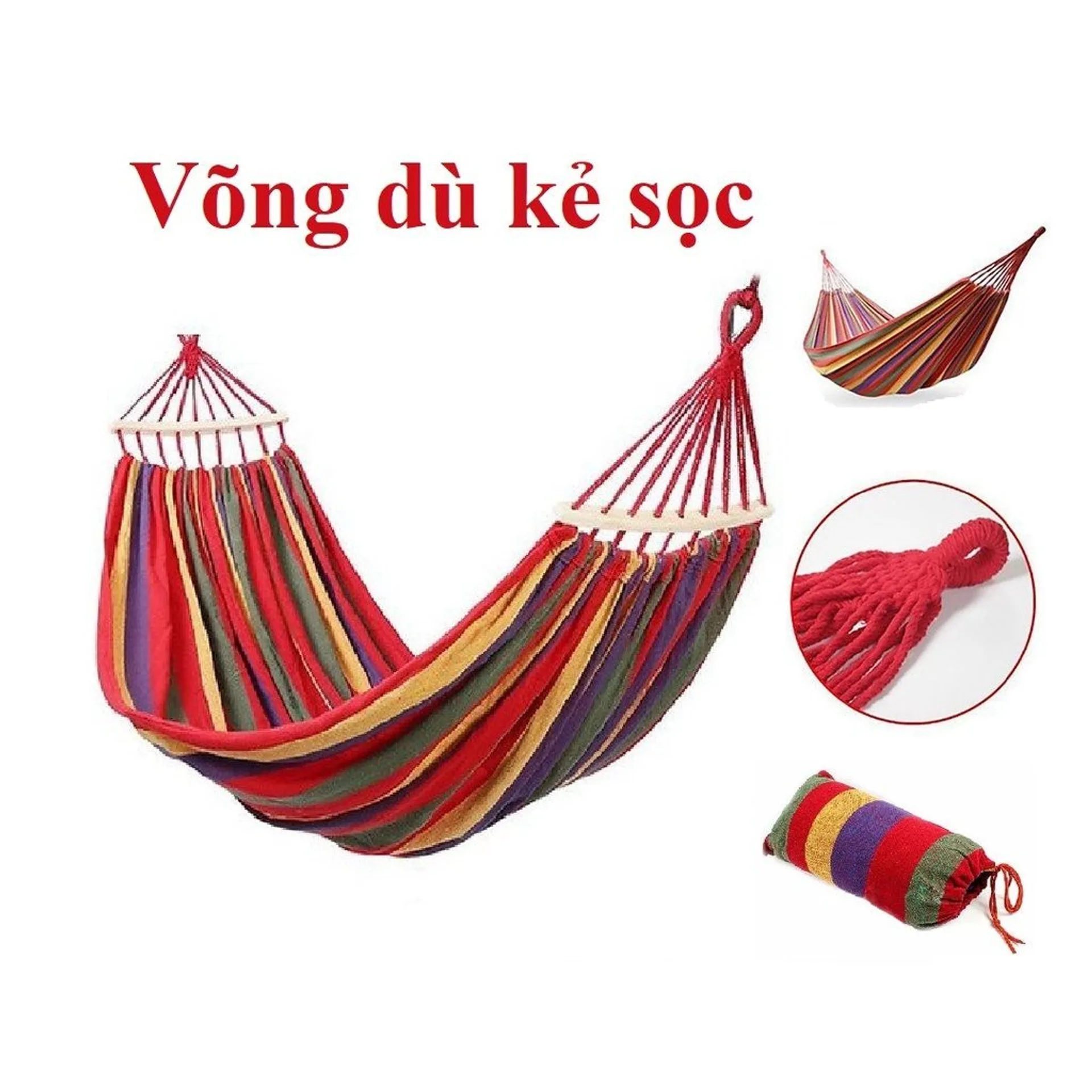 Võng du lịch cắm trại ngoài trời vải canvas chịu lực tốt (ảnh 4/6)