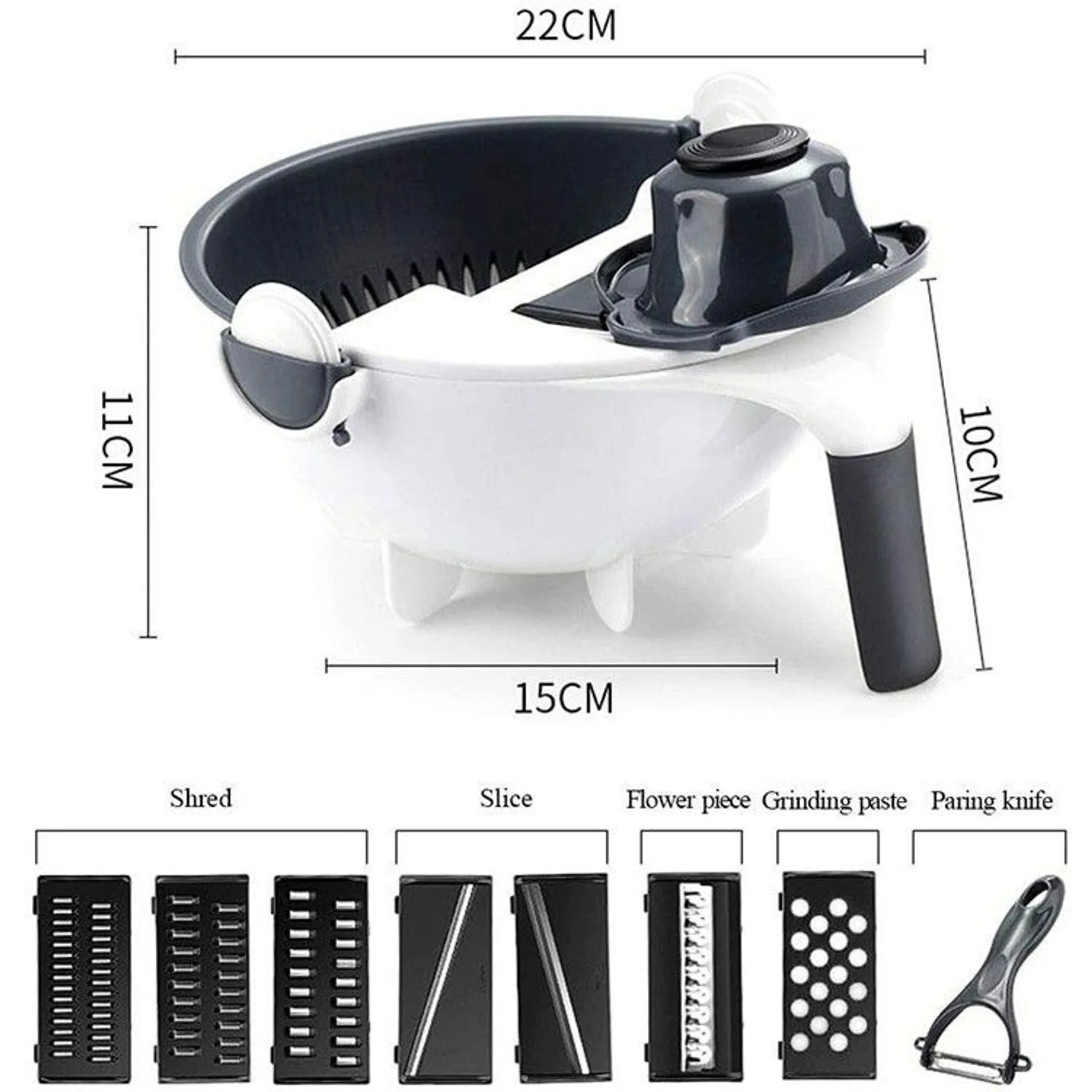 Bộ dụng cụ nạo củ quả đa năng 9 in 1 kèm rổ đựng tiện dụng, dụng cụ cắt gọt (ảnh 5/5)
