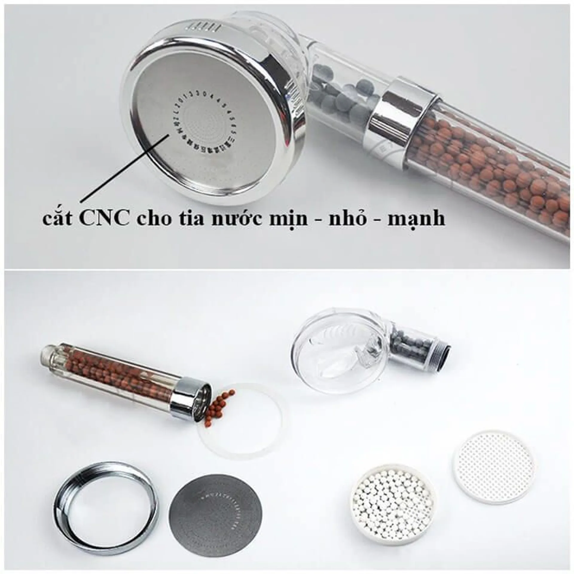 Vòi sen tăng áp có hạt lọc nano kèm dây, bộ vòi sen tắm lọc nước (ảnh 4/6)