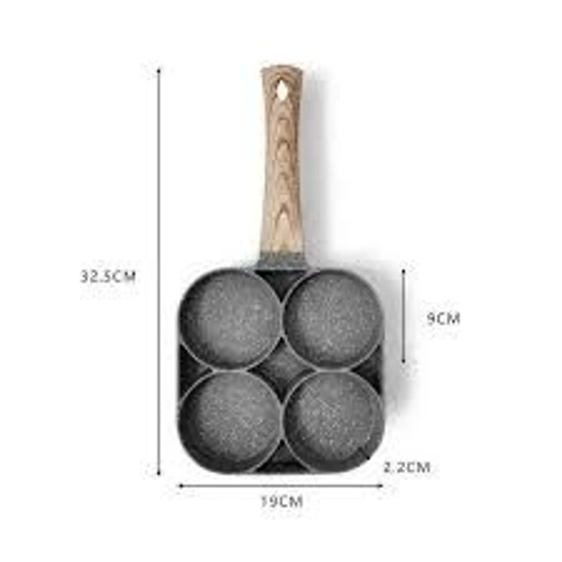 Chảo chiên rán trứng làm bánh 4 ngăn, chảo chống dính cao cấp tay cầm gỗ 4 ngăn (ảnh 3/5)