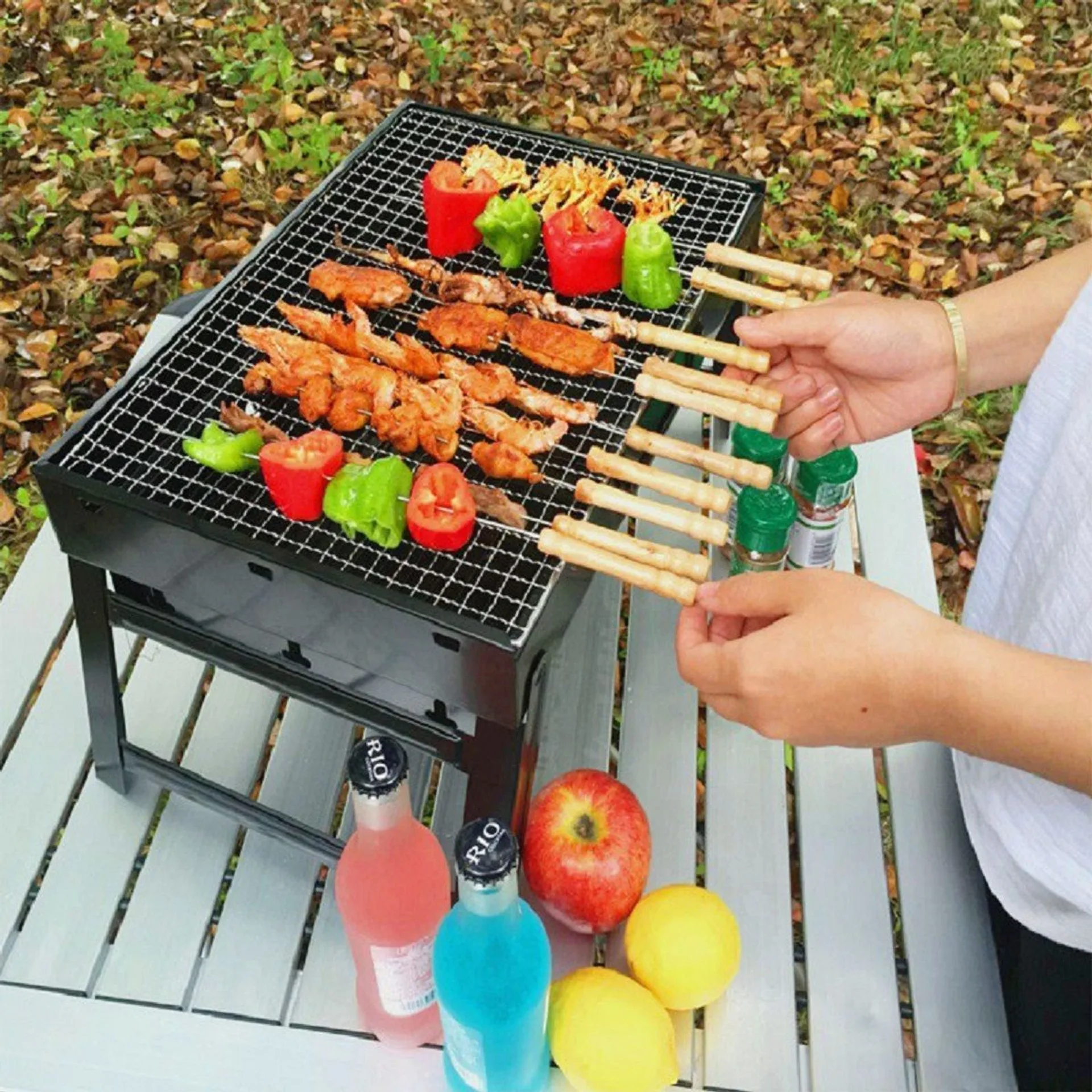 Bếp nướng than hoa vuông, bếp nướng ngoài trời inox không khói