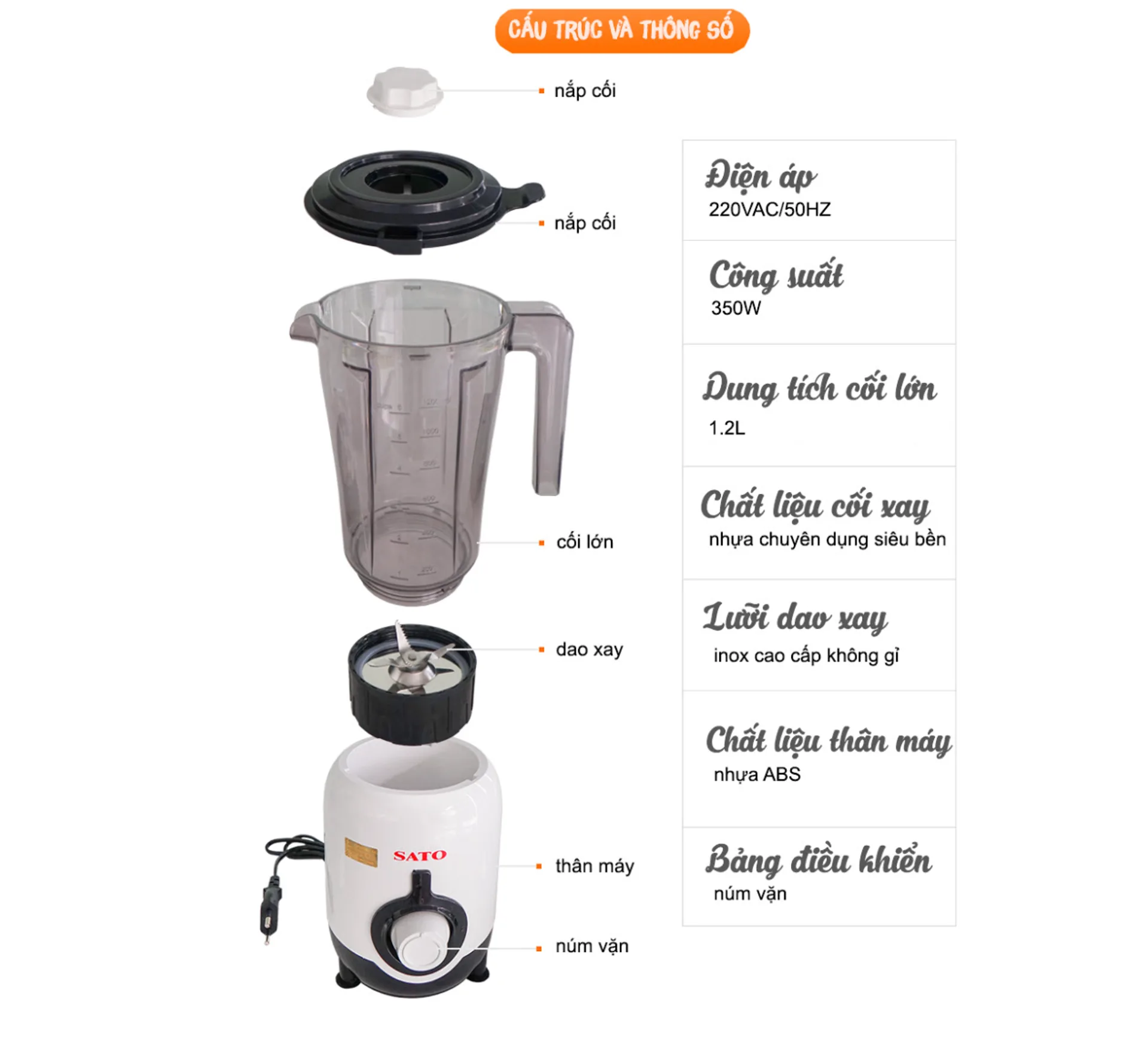 Máy xay sinh tố Sato MX8602A (ảnh 4/4)