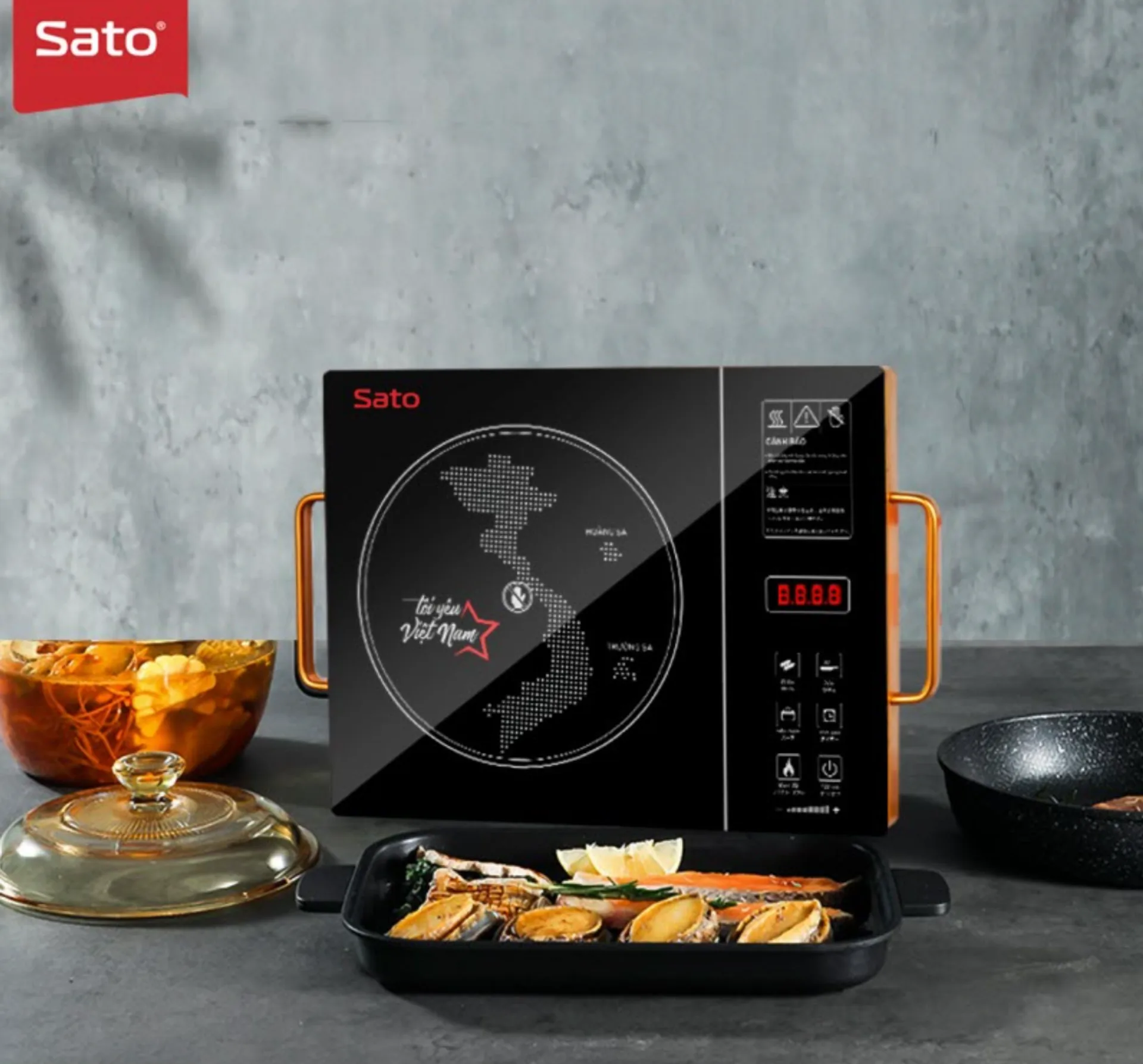 Bếp hồng ngoại SATO HN011N (Tặng kèm nồi lẩu inox)