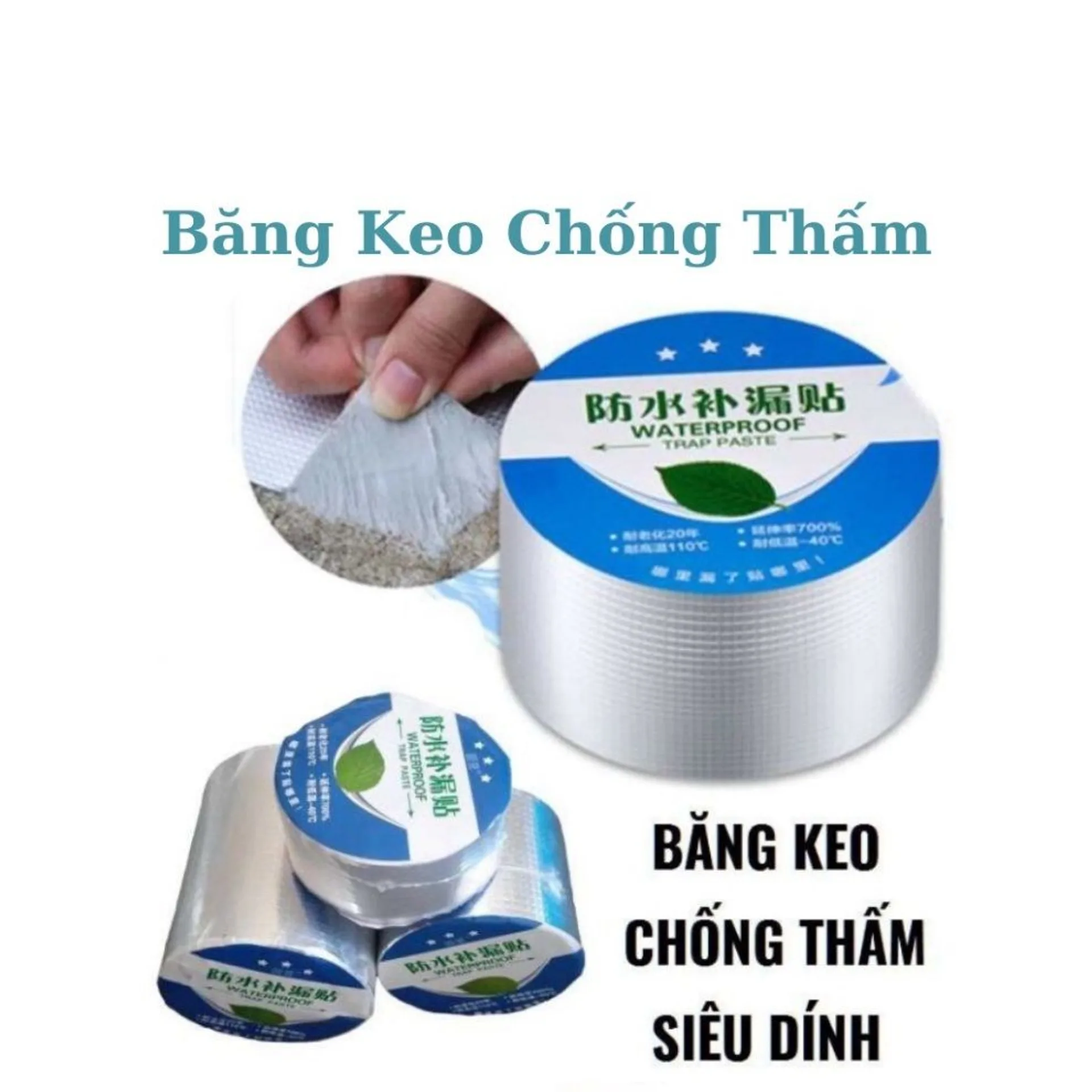 Cuộn băng keo siêu dính đa năng 10 cm, miếng dán chống thấm chống nhiệt cho tường  trần nhà ống nước bể nước