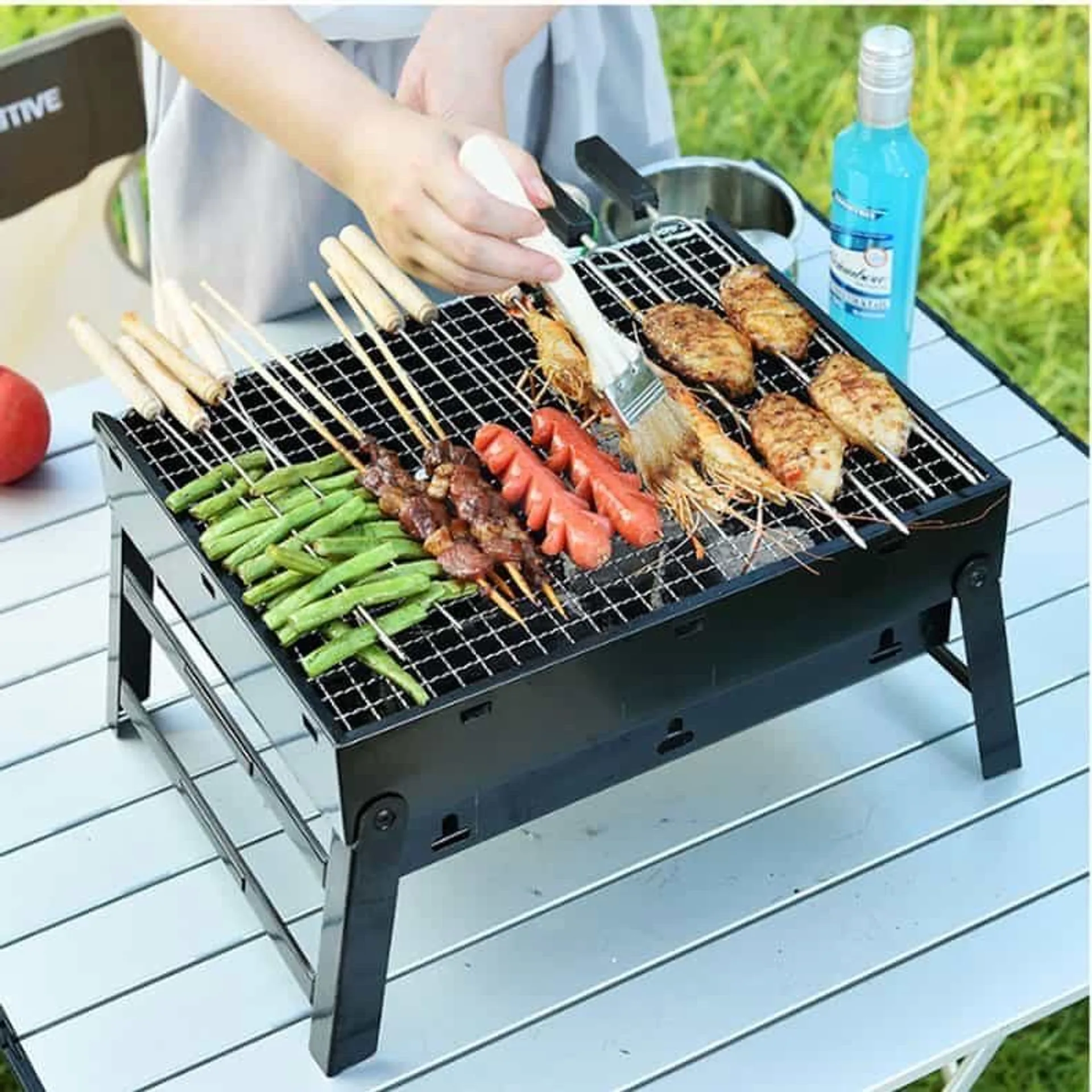 Bếp nướng than hoa vuông, bếp nướng ngoài trời inox không khói (ảnh 5/5)