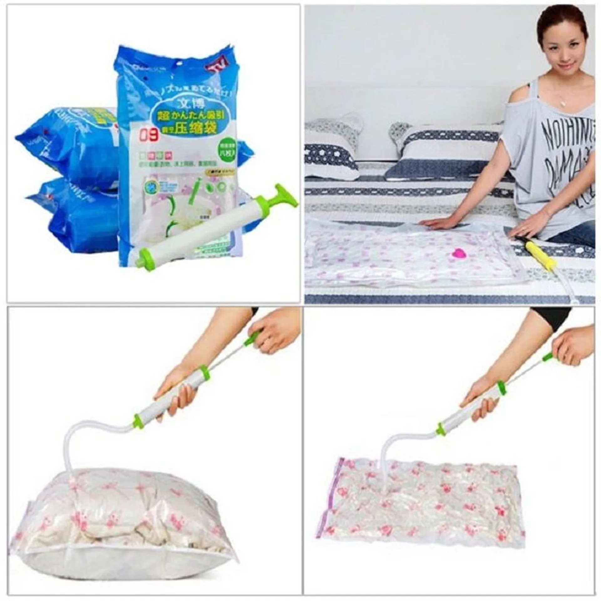 Bộ 8 túi hút chân không bảo quản chăn màn quần áo kèm bơm tay, túi ép quần áo, túi đựng chăn màn quần áo gấp gọn đủ kích thước (ảnh 5/5)