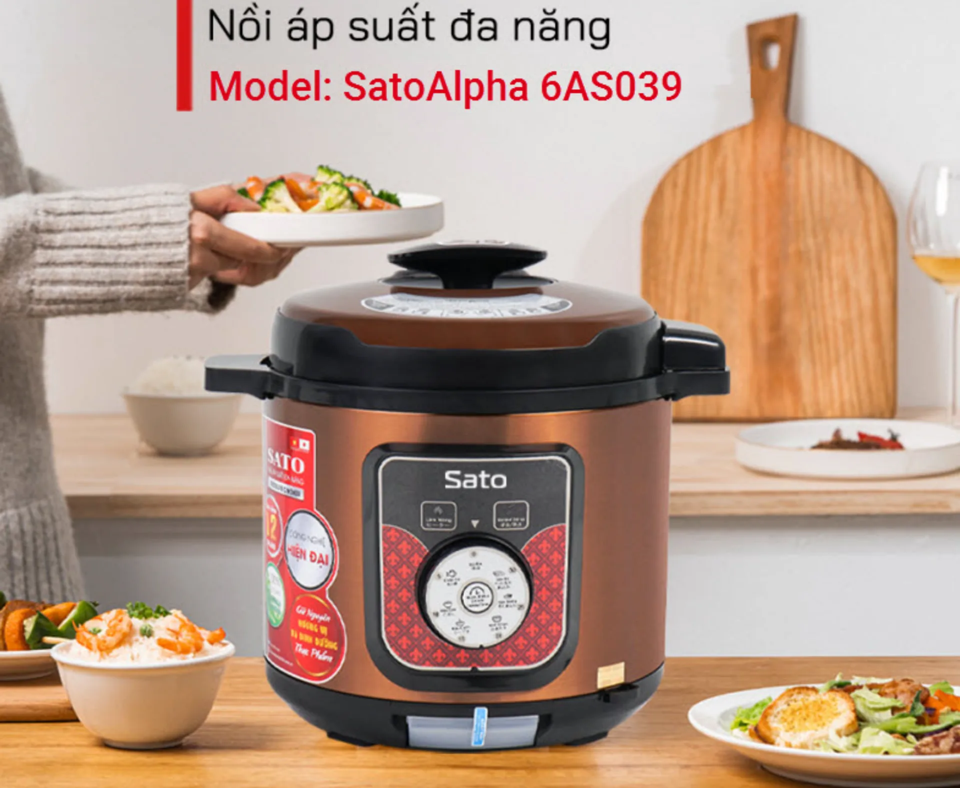 Nồi áp suất đa năng SatoAlpha 6AS039 6.0L