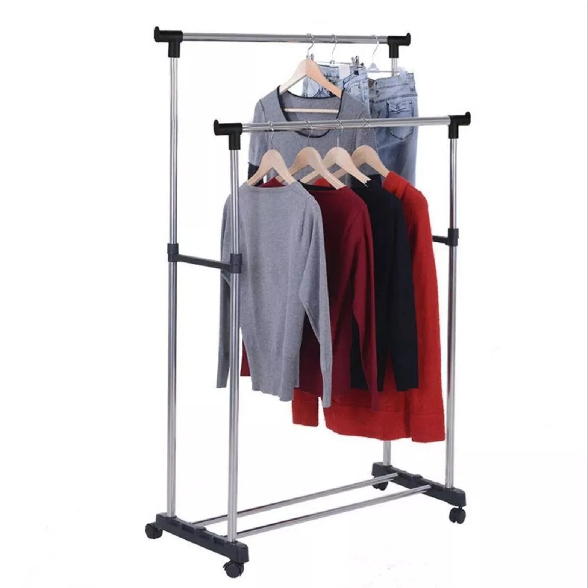 Giàn phơi inox thông minh 2 tầng có bánh xe thông minh dễ dàng di chuyển nhanh chóng