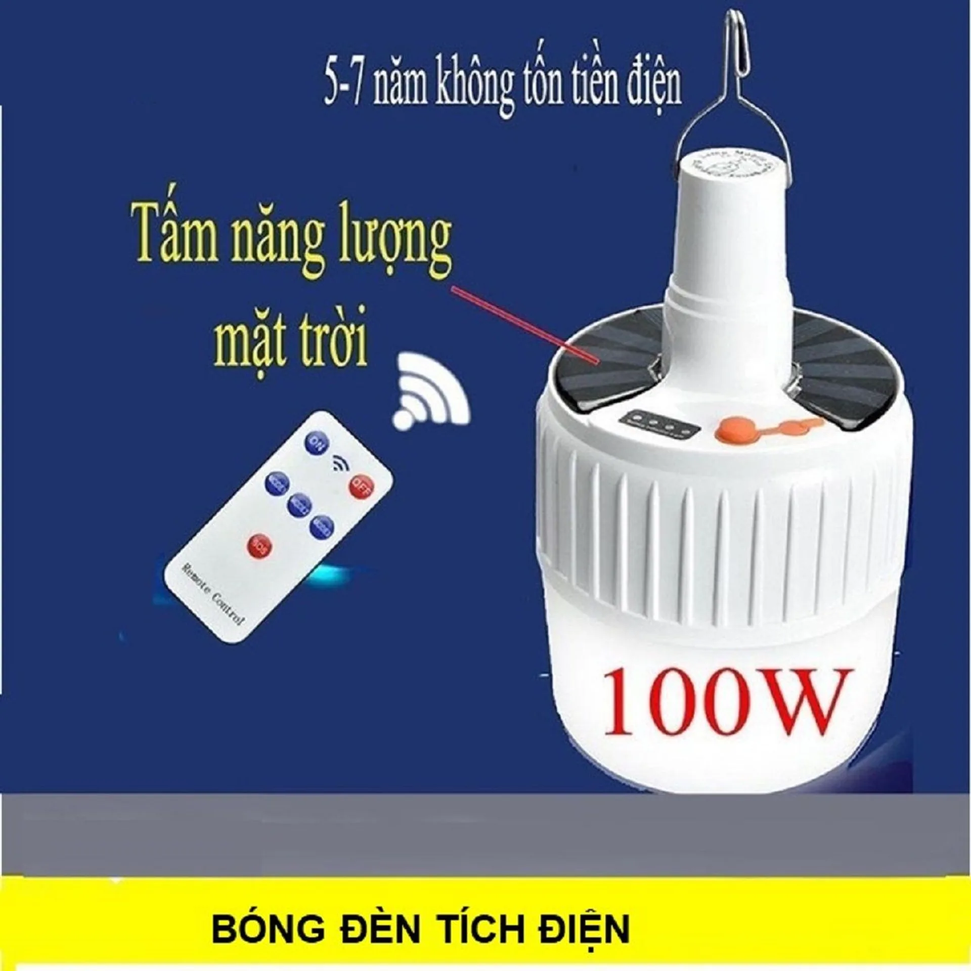 Bóng đèn tích điện có điều khiển từ xa, đèn led năng lượng mặt trời, bóng đèn led, đèn tích điện (ảnh 4/5)