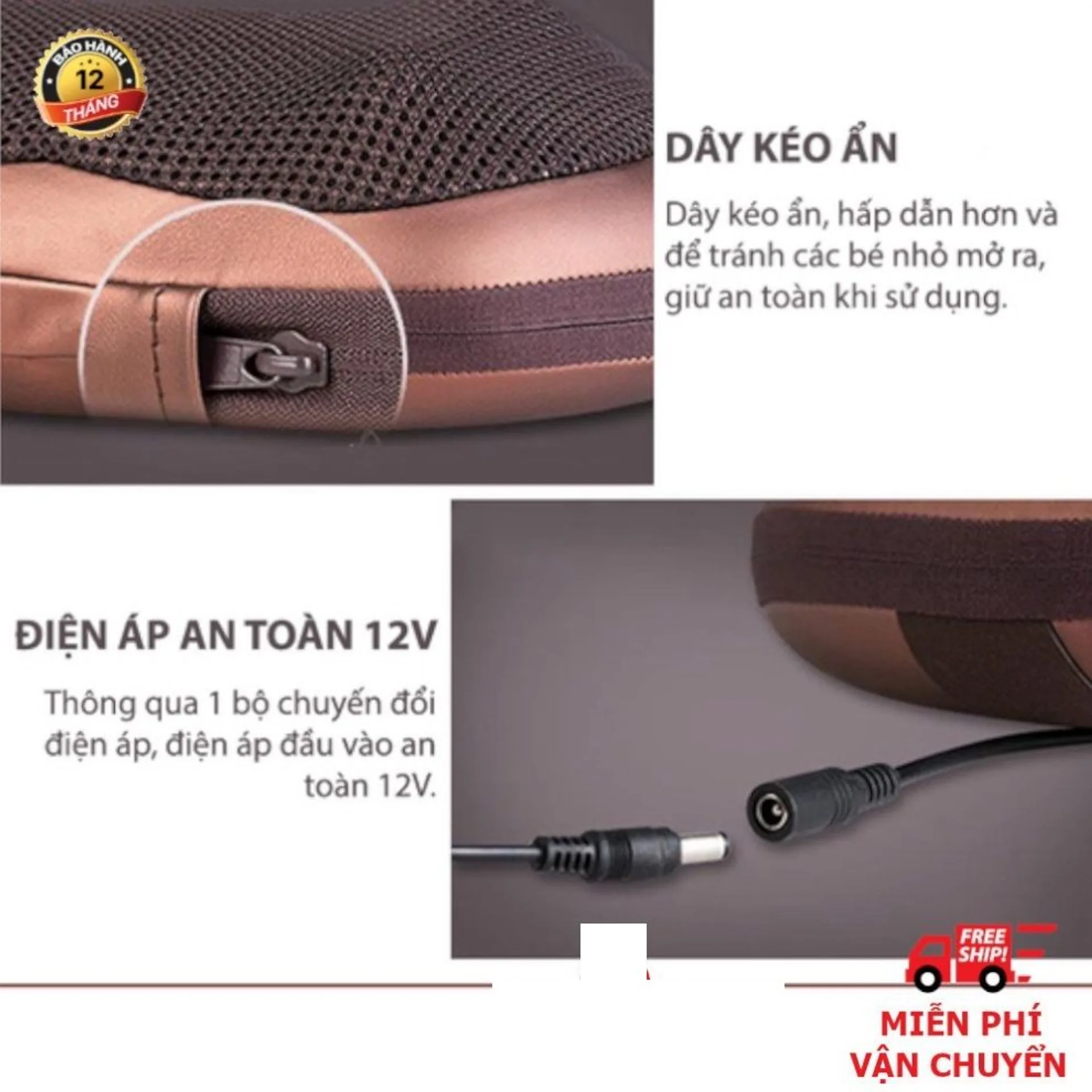 Gối massage hồng ngoại 8 bi, máy massage cổ vai gáy (ảnh 4/6)