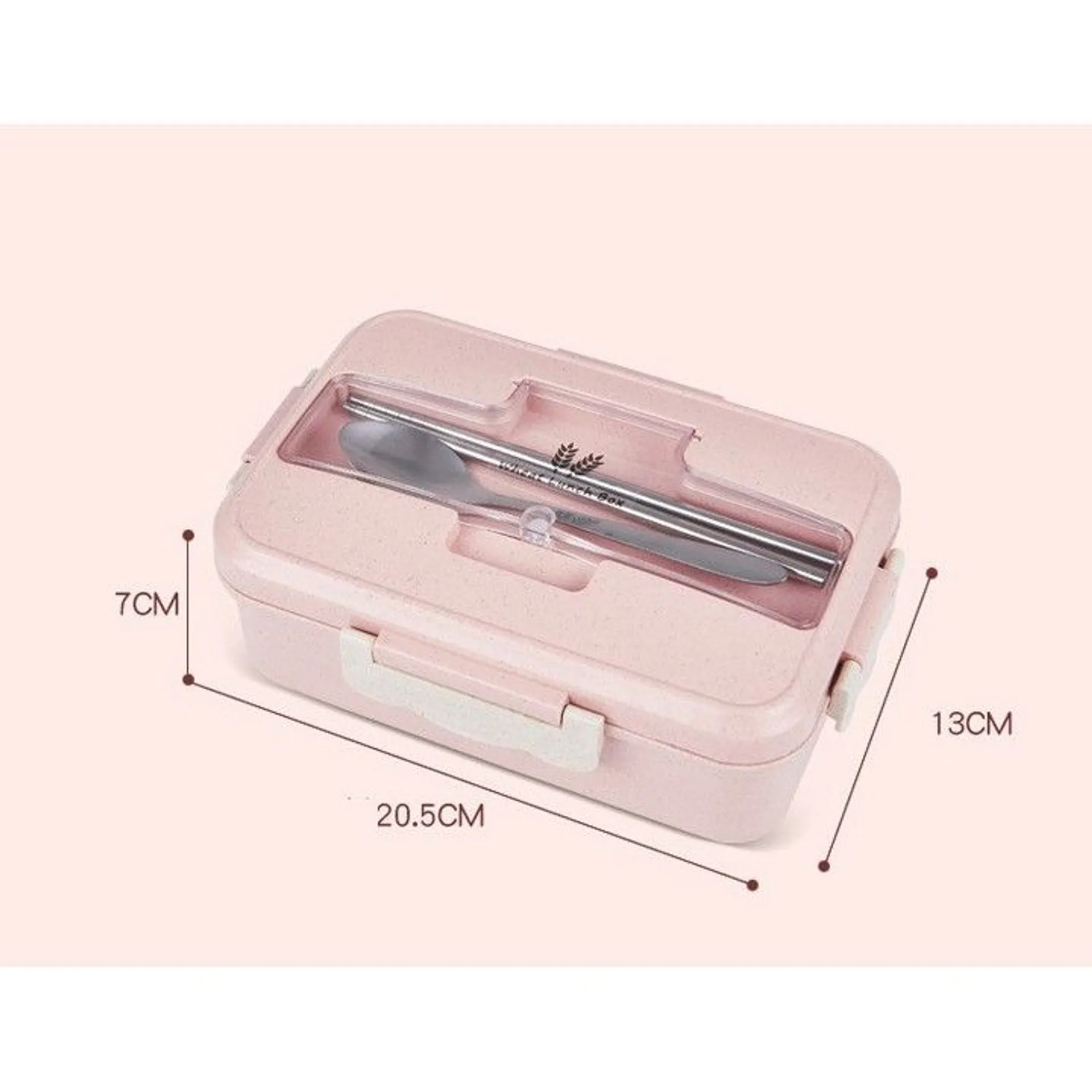 Hộp cơm lúa mạch 1 tầng 3 ngăn kèm đũa thìa inox, hộp cơm văn phòng (ảnh 3/5)