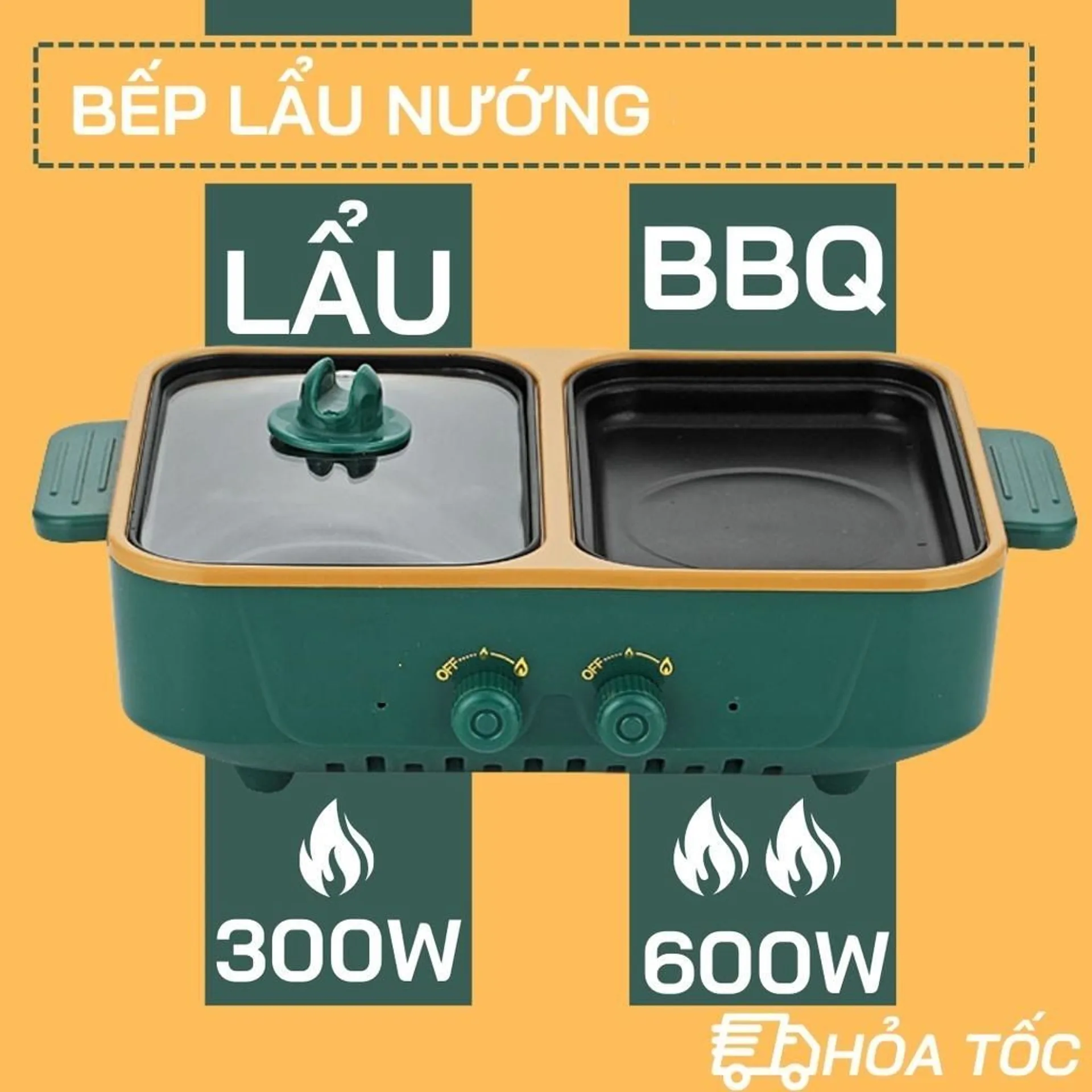 Nồi lẩu nướng 2 ngăn siêu chống dính tiện lợi, bếp điện nướng và lẩu 2 in 1 (ảnh 2/6)