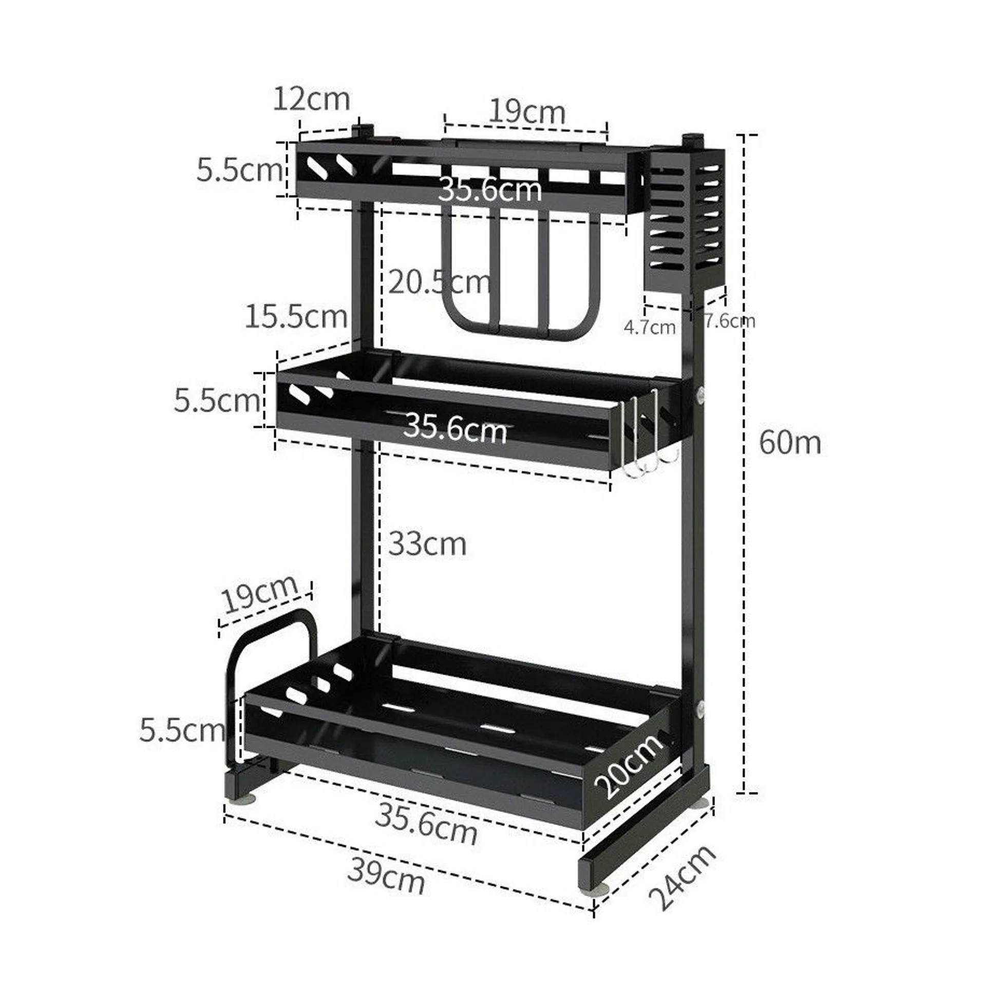 Kệ gia vị nhà bếp 3 tầng sơn tĩnh điện chống gỉ, kệ nhà bếp, kệ đựng dao thớt đũa (ảnh 2/4)