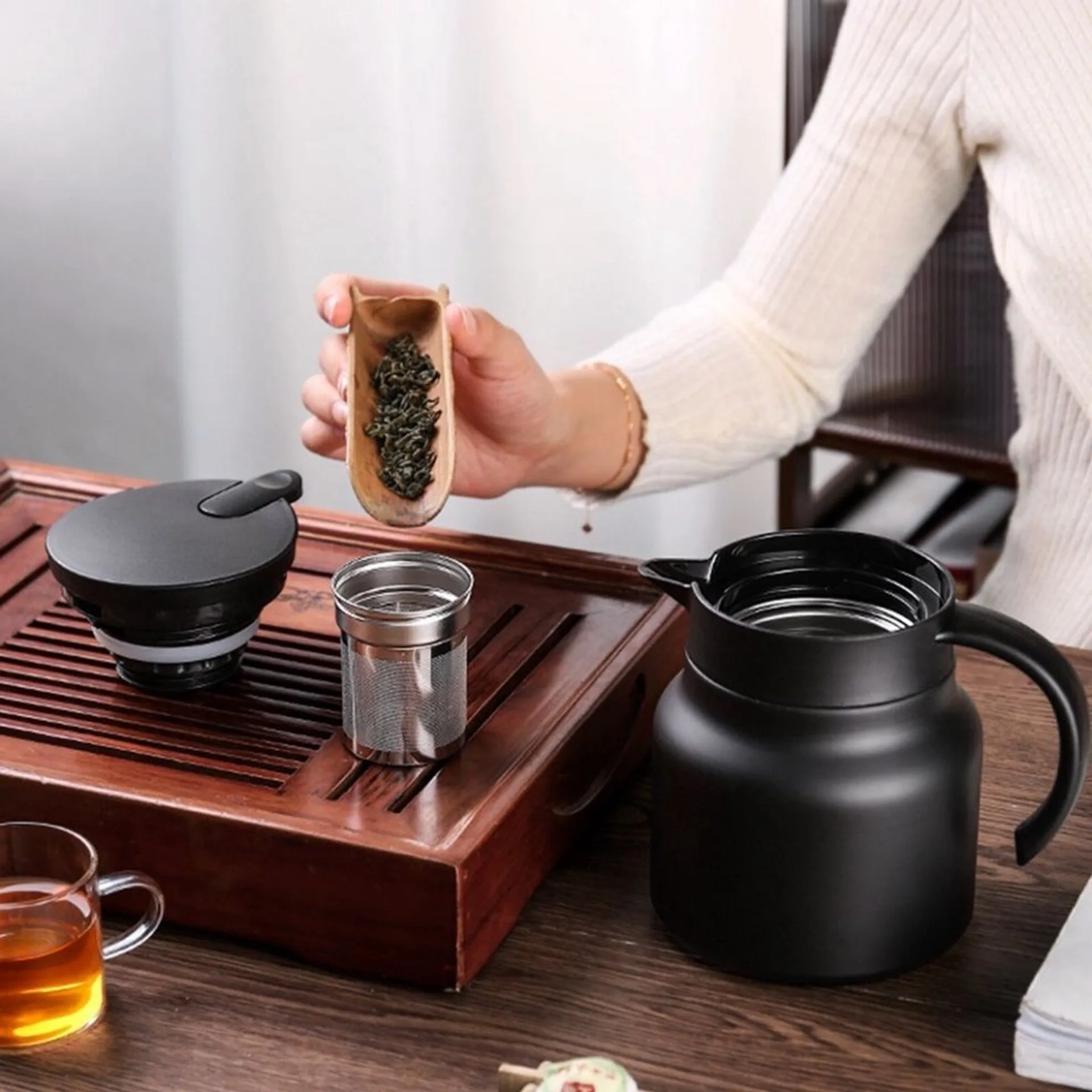 Bình pha trà giữ nhiệt dung tích 1000ml chất liệu inox 316 siêu bền, ấm pha trà cafe có lõi lọc (ảnh 2/5)