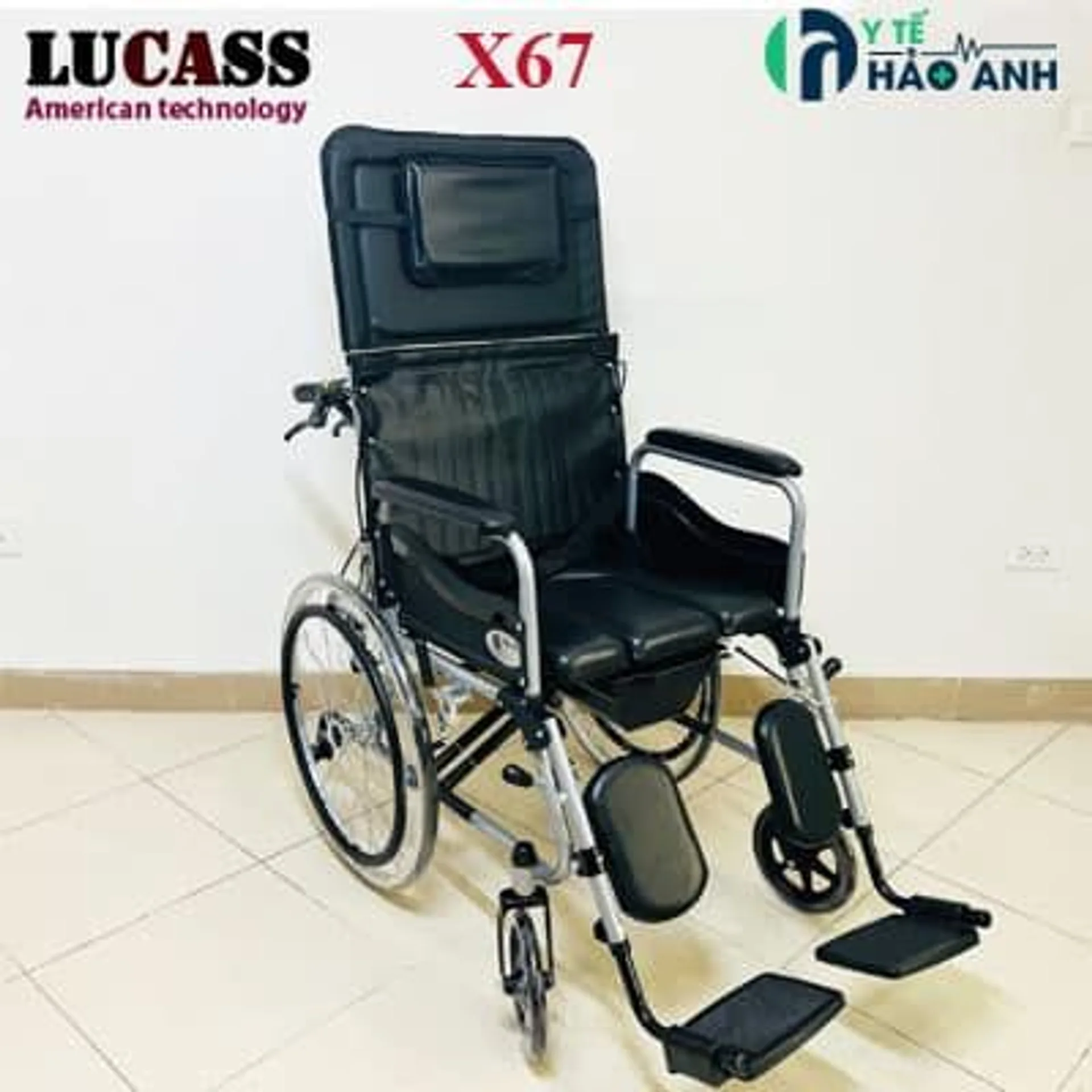 Các loại xe lăn đa năng có bô vệ sinh + ngả nằm, chống lật Lucass (ảnh 2/5)