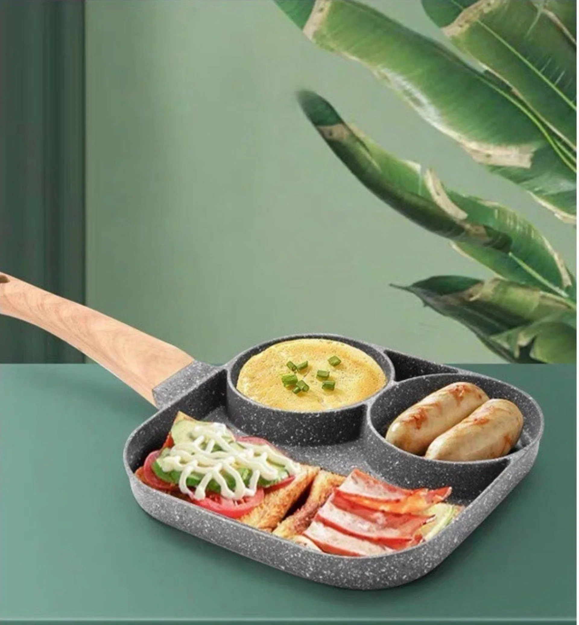 Chảo đá chia ô 3 ngăn chiên rán chống dính tốt dùng cho mọi loại bếp (ảnh 5/5)
