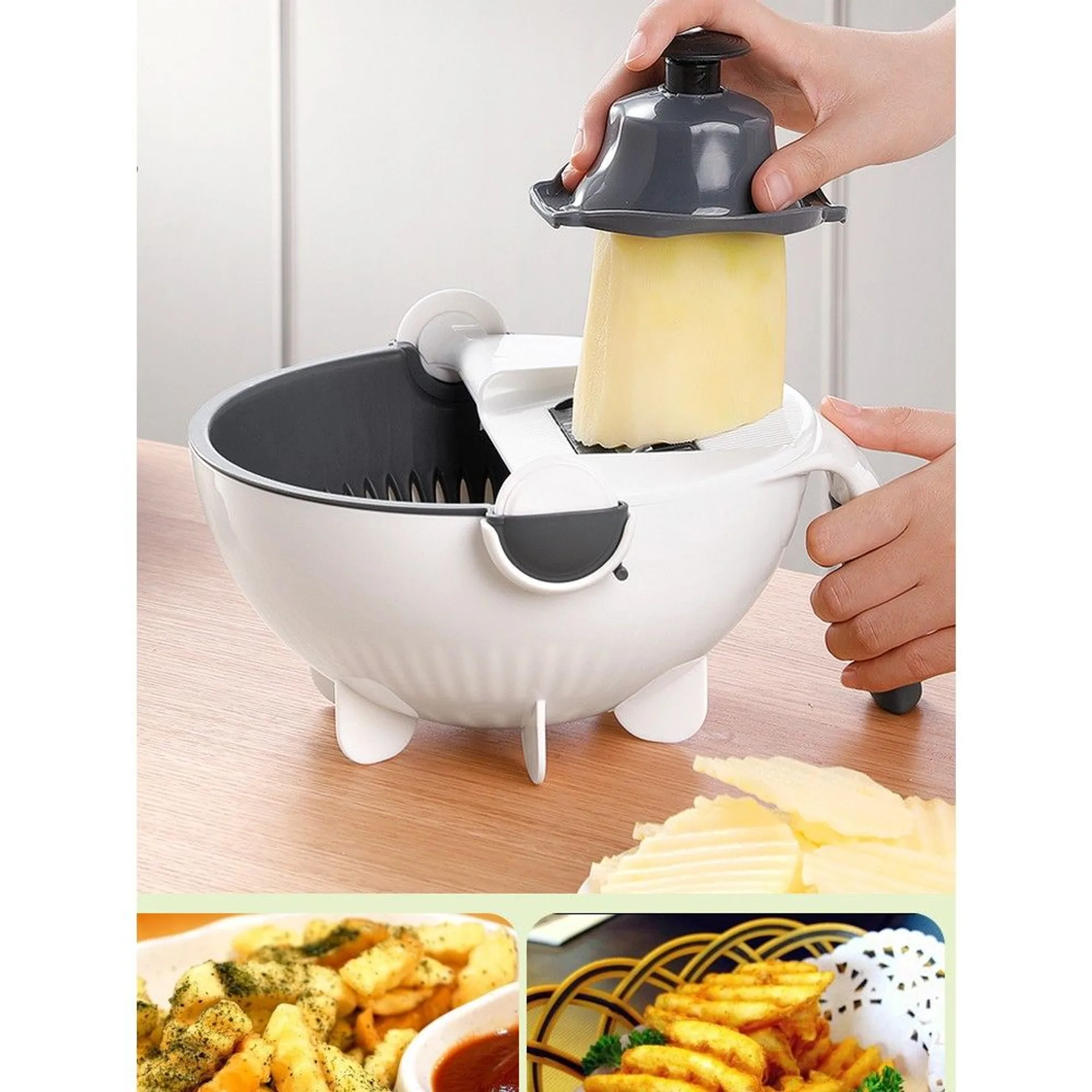 Bộ dụng cụ nạo củ quả đa năng 9 in 1 kèm rổ đựng tiện dụng, dụng cụ cắt gọt (ảnh 3/5)