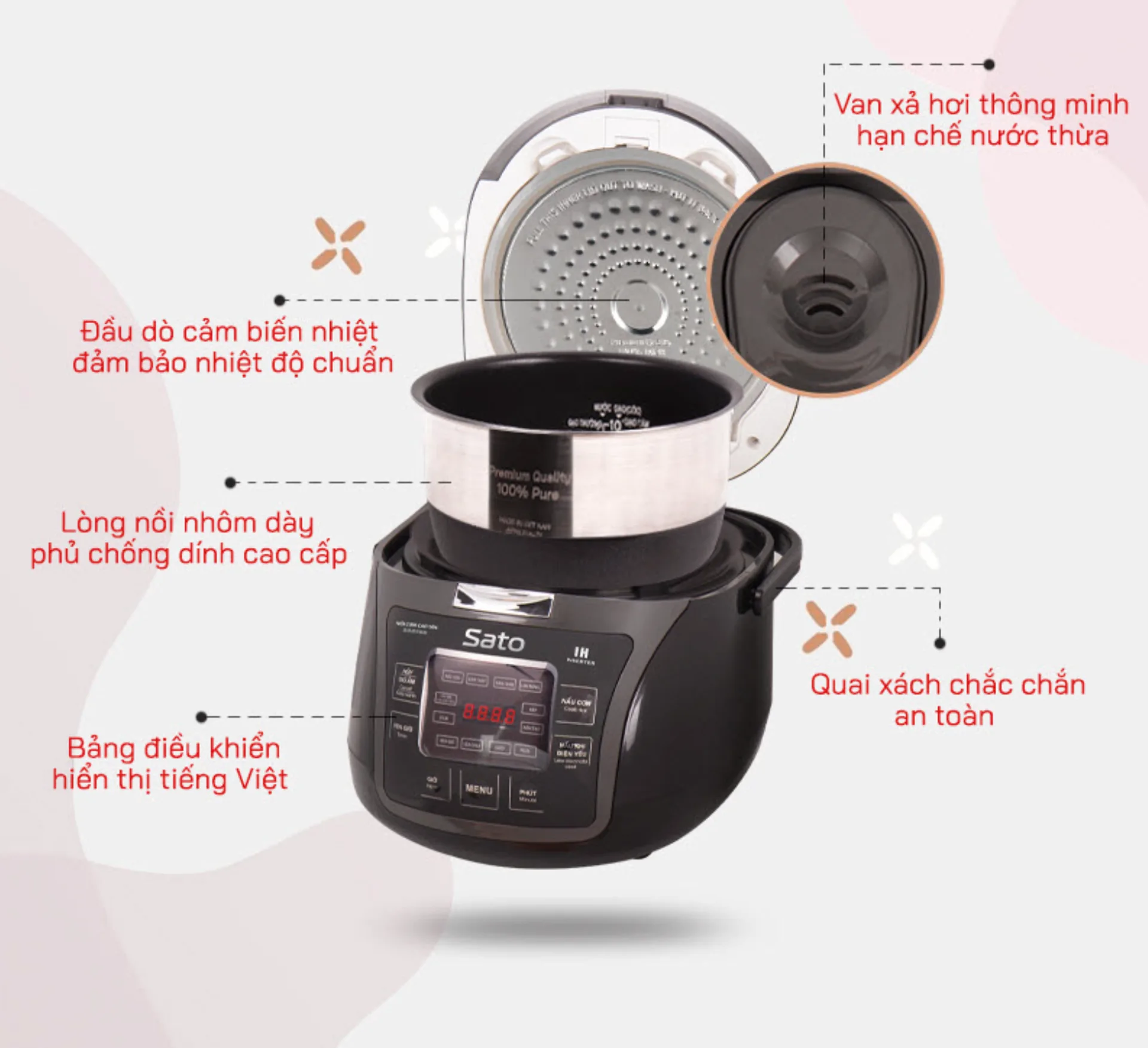 Nồi cơm điện cao tần Sato 18CT015 1.8L (ảnh 4/5)