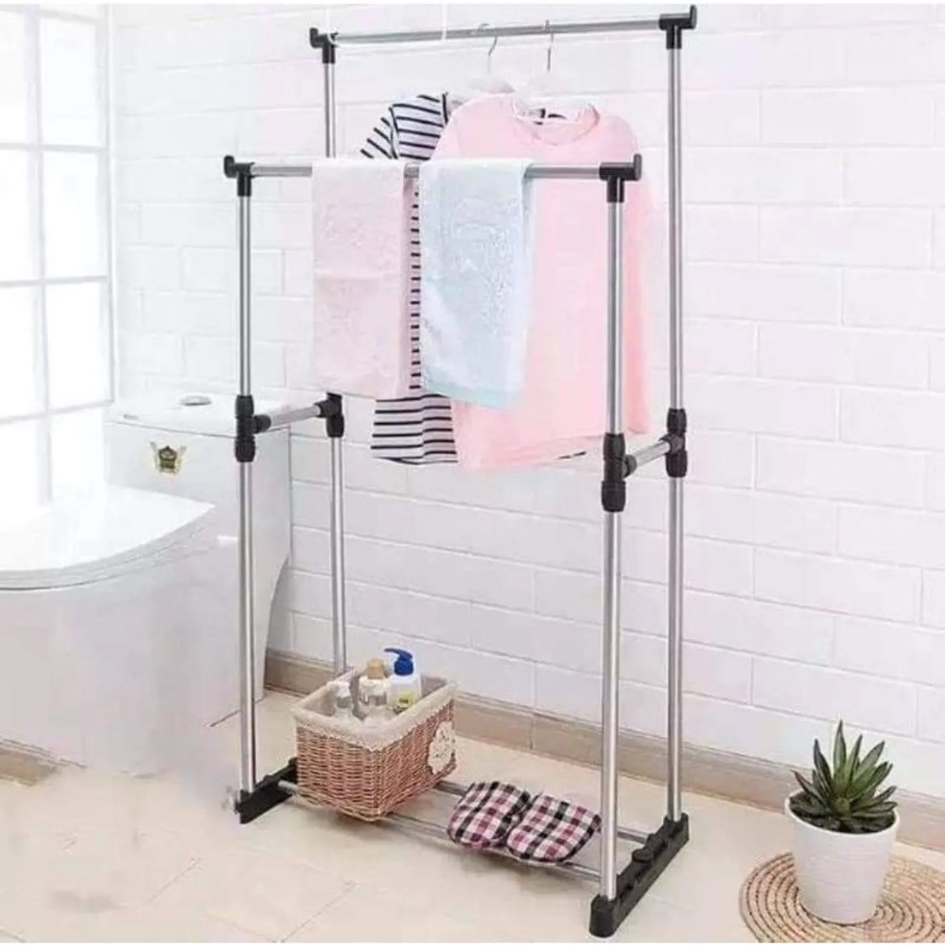 Giàn phơi inox thông minh 2 tầng có bánh xe thông minh dễ dàng di chuyển nhanh chóng (ảnh 5/6)
