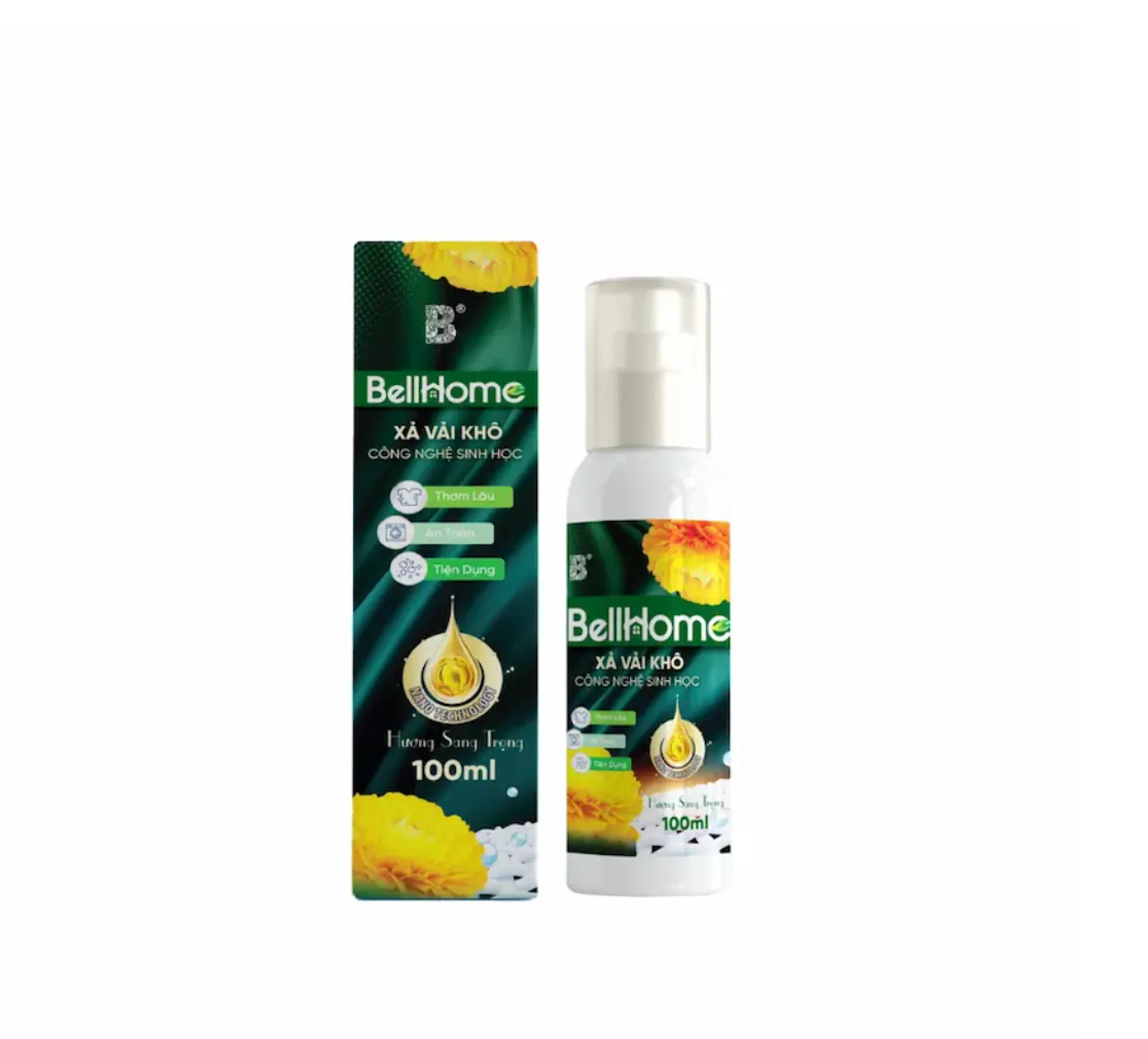 1 Chai Xả Vải Khô Công Nghệ Sinh Học Bell Home Xanh Lá Hương Sang Trọng 100ml (ảnh 2/2)