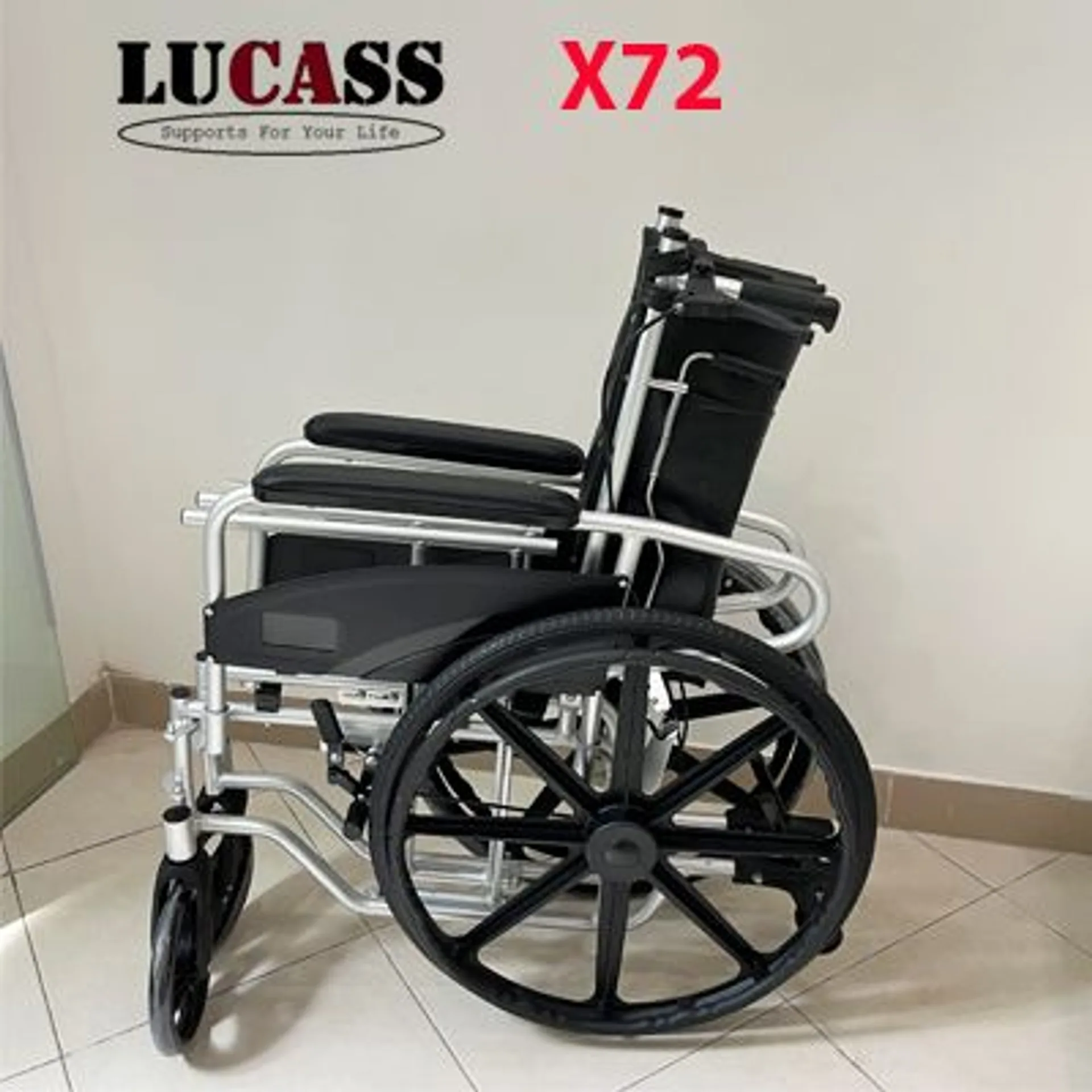 Xe lăn đa năng Lucass X72 có bô vệ sinh ngả nằm chống lật, khung hợp kim nhôm (ảnh 2/5)