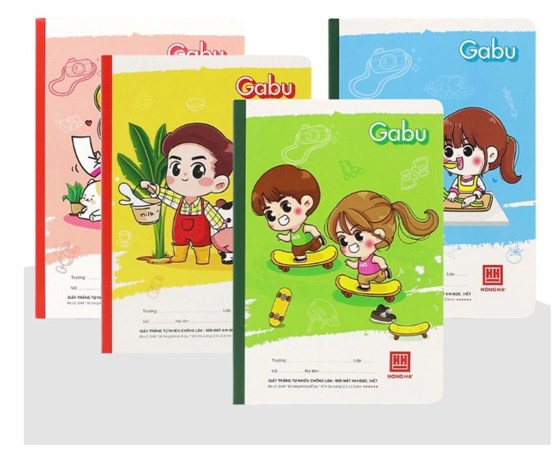 Set 5 quyển vở 4 ô ly Hồng Hà Gabu 80 trang