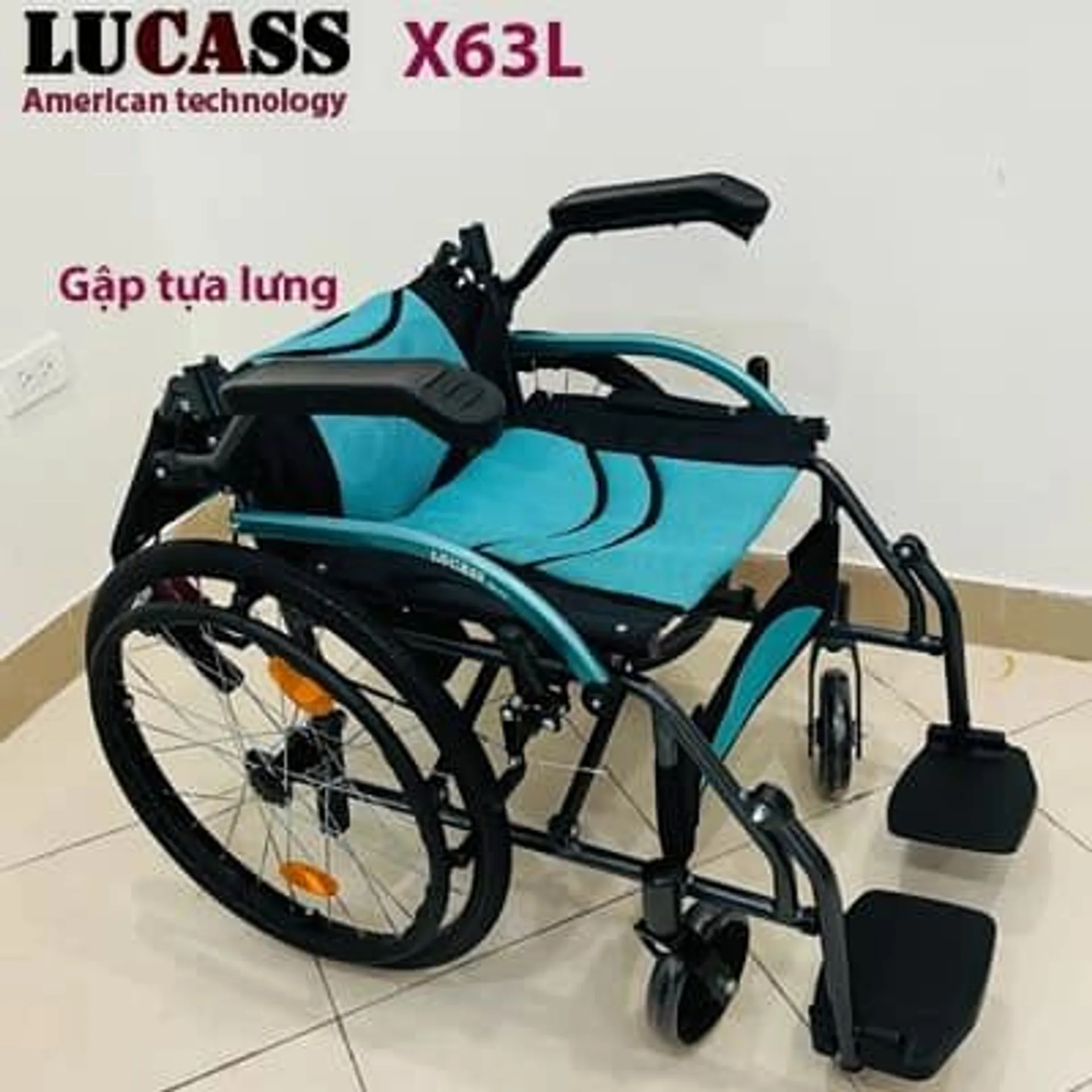 Xe lăn siêu gọn nhẹ Lucass X63L xanh (ảnh 4/6)