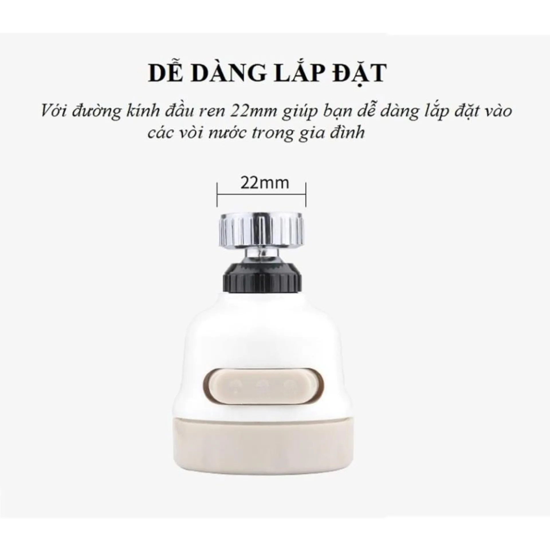 Đầu vòi tăng áp rửa chén bát, điều hướng xoay 360 độ, 3 chế độ, tiết kiệm nước, phù hợp với nhiều loại vòi (ảnh 3/6)