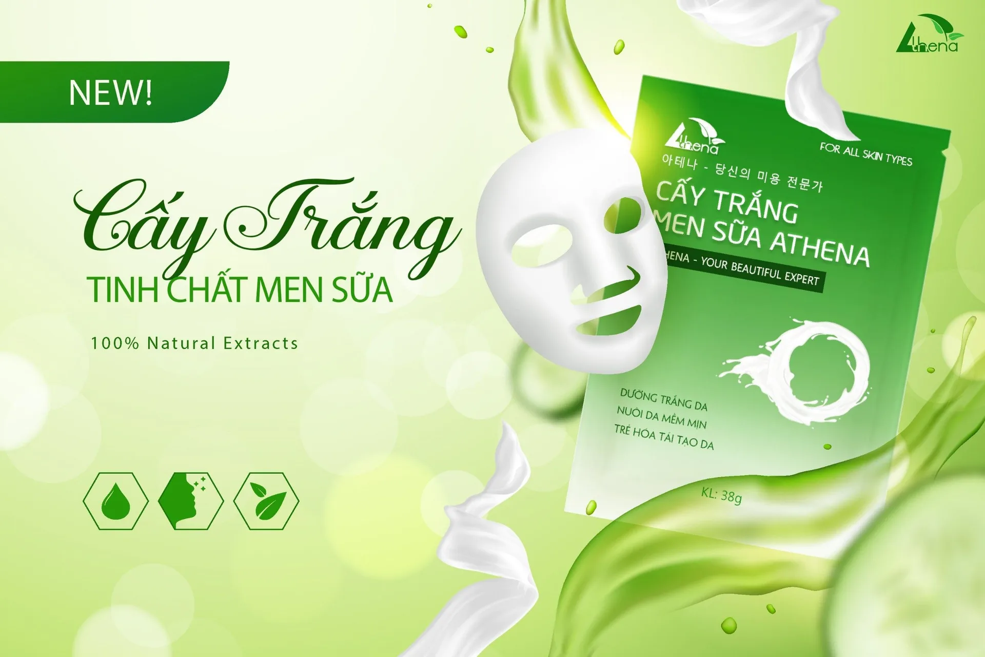 Cấy trắng tinh chất men sữa(gói 38gram)