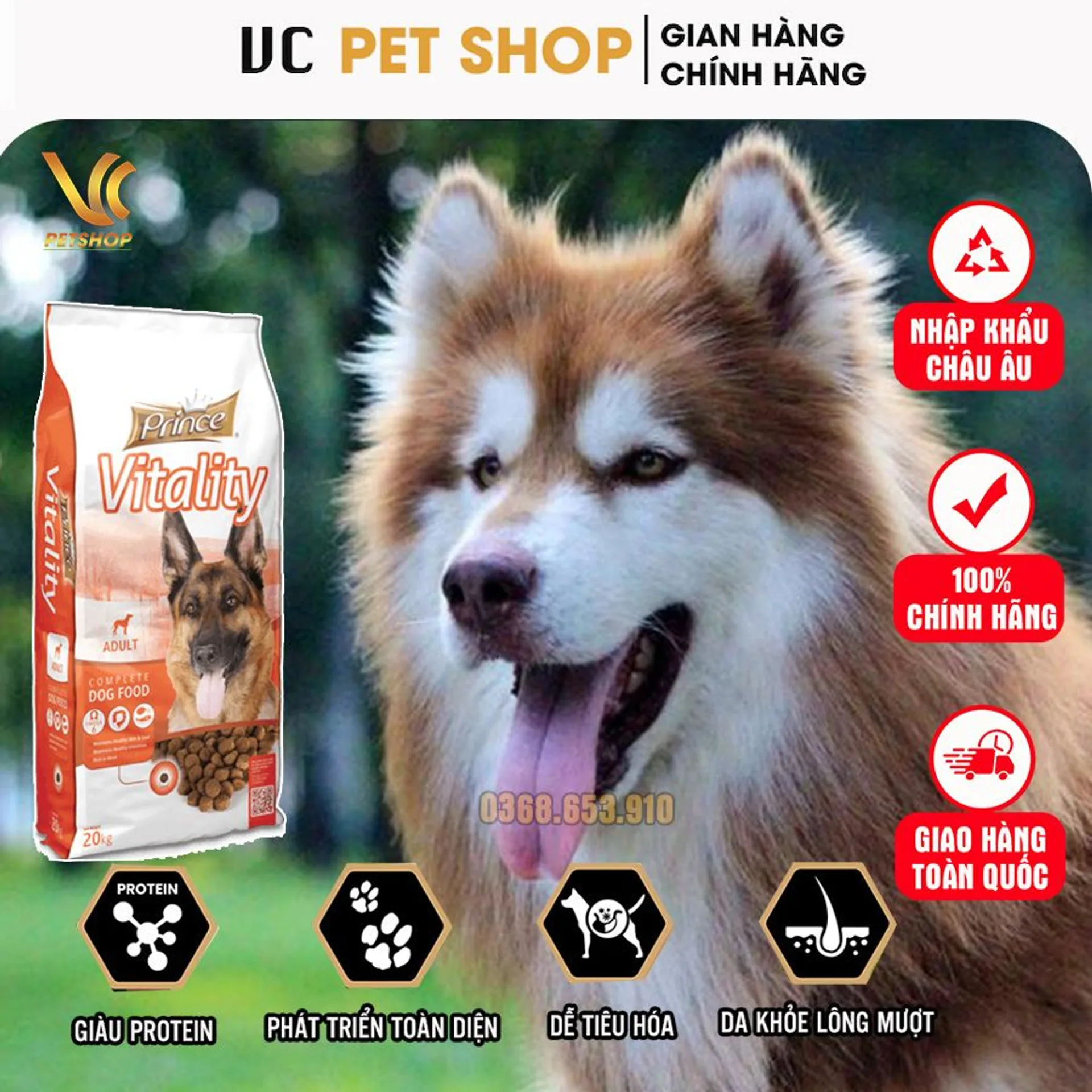 Thức Ăn Hạt Cho Chó Alaska Prince Vitality - Cám Hạt Cho Chó Alaska