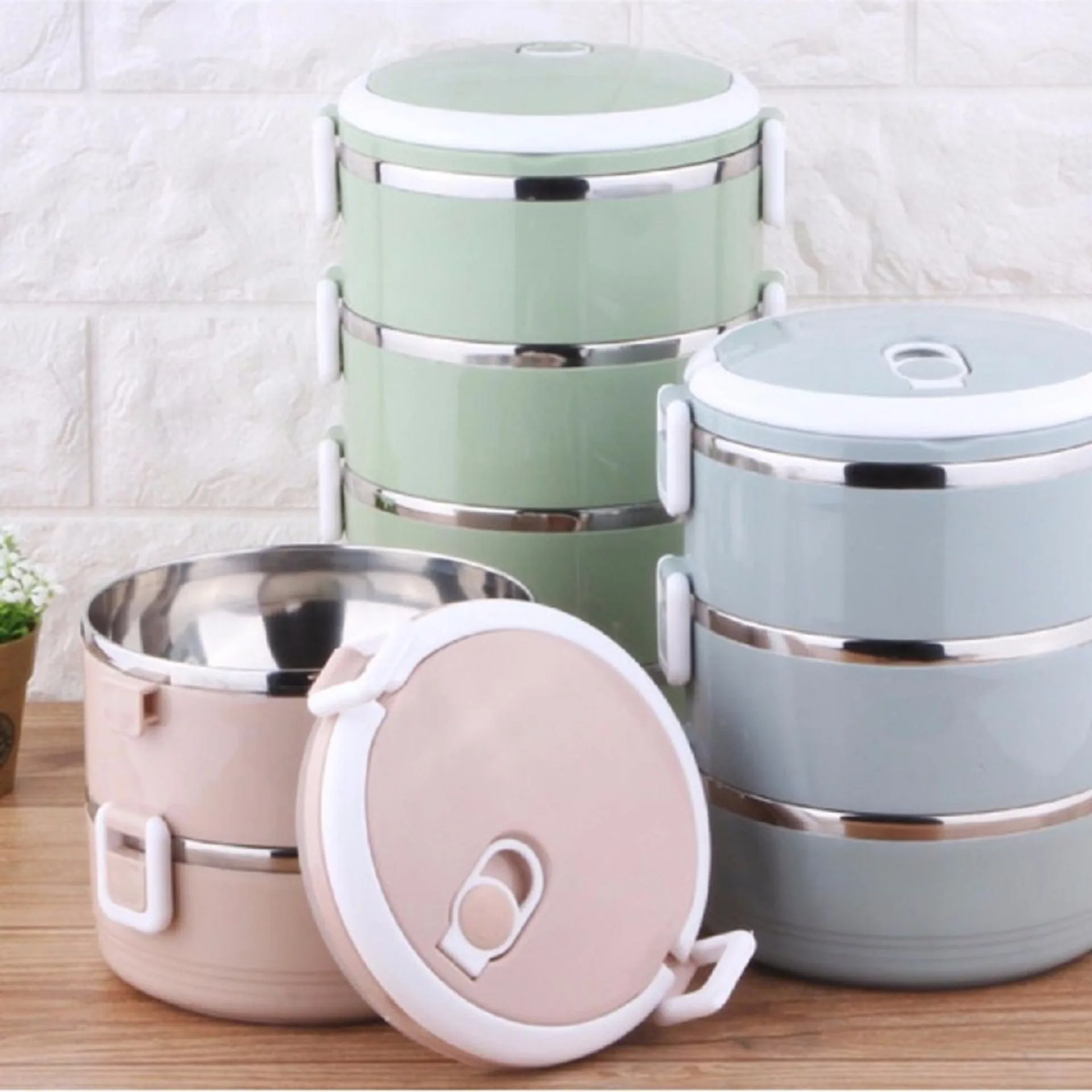 Hộp cơm lúa mạch 4 tầng có quai xách, cặp lồng cơm giữ nhiệt (ảnh 5/6)