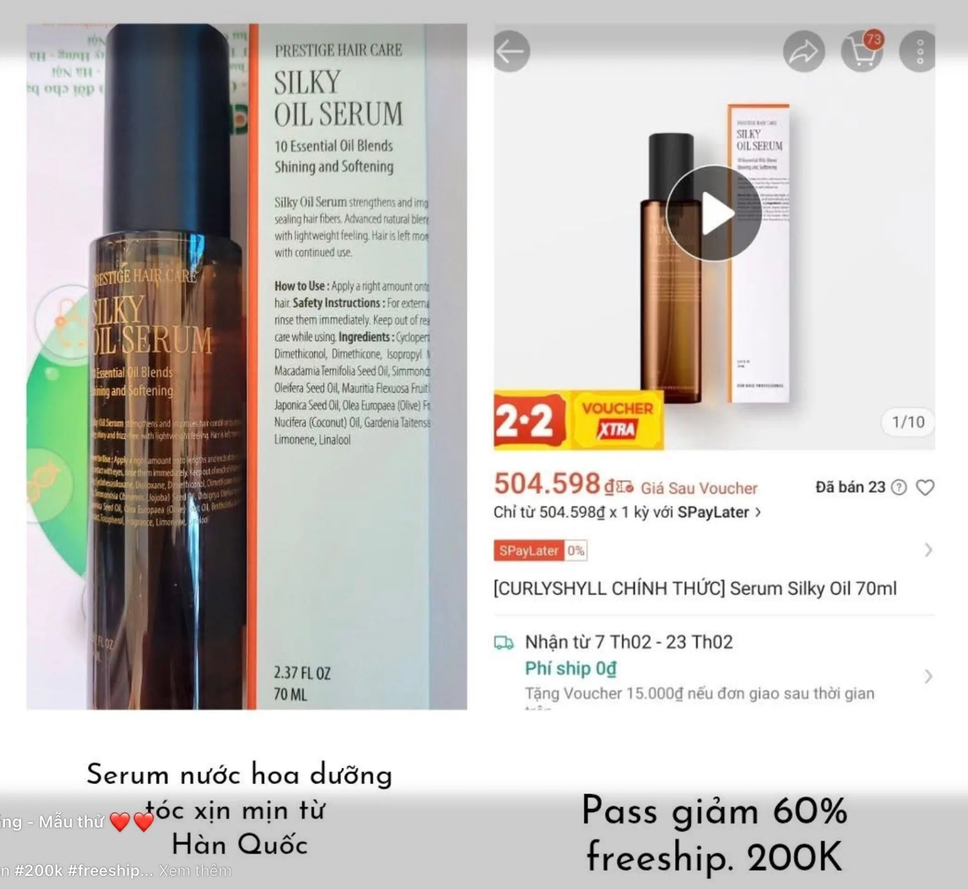 Serum Dưỡng tóc Hàn Quốc Silky Oil Serum.