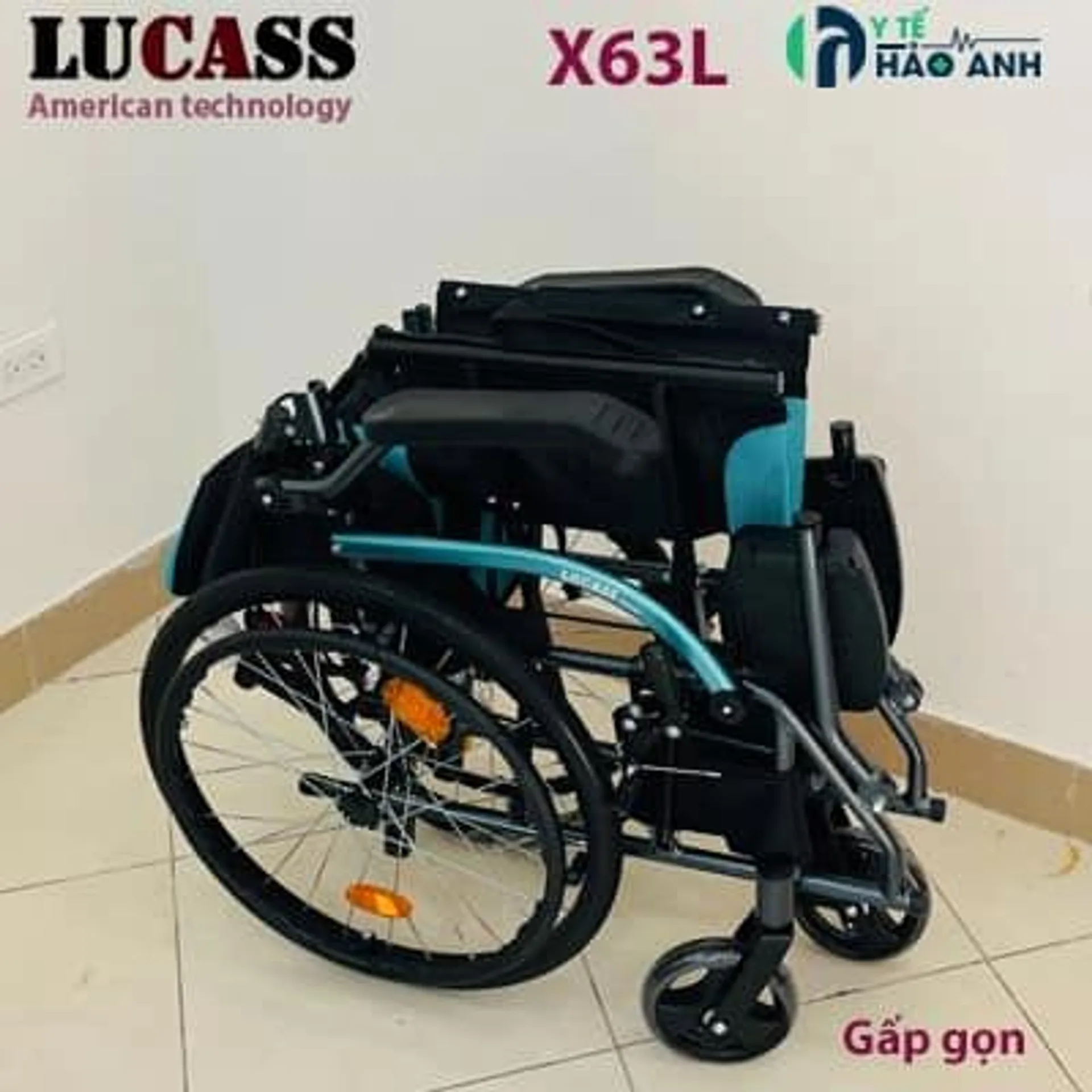 Xe lăn siêu gọn nhẹ Lucass X63L xanh (ảnh 2/6)