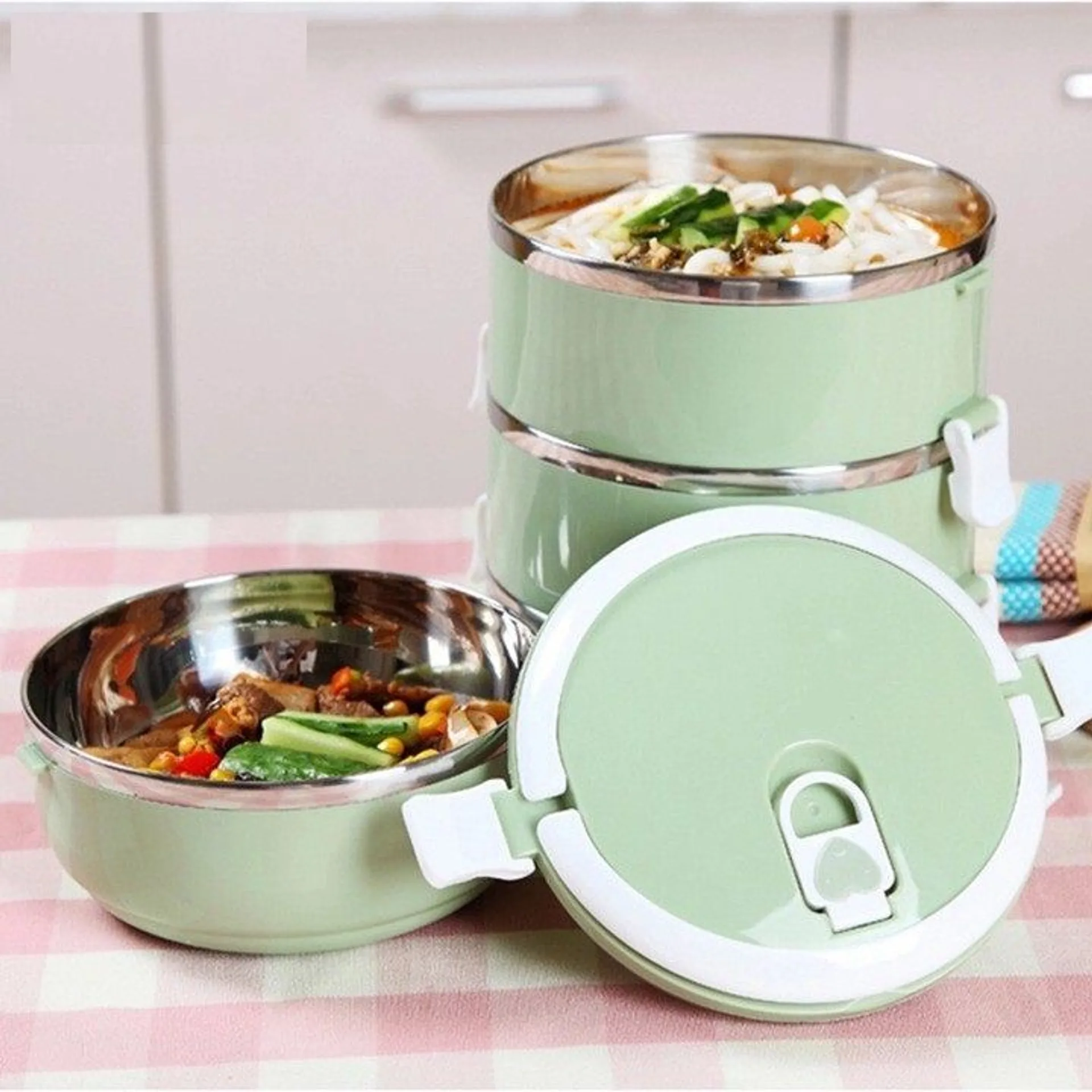 Hộp cơm lúa mạch 4 tầng có quai xách, cặp lồng cơm giữ nhiệt (ảnh 4/6)