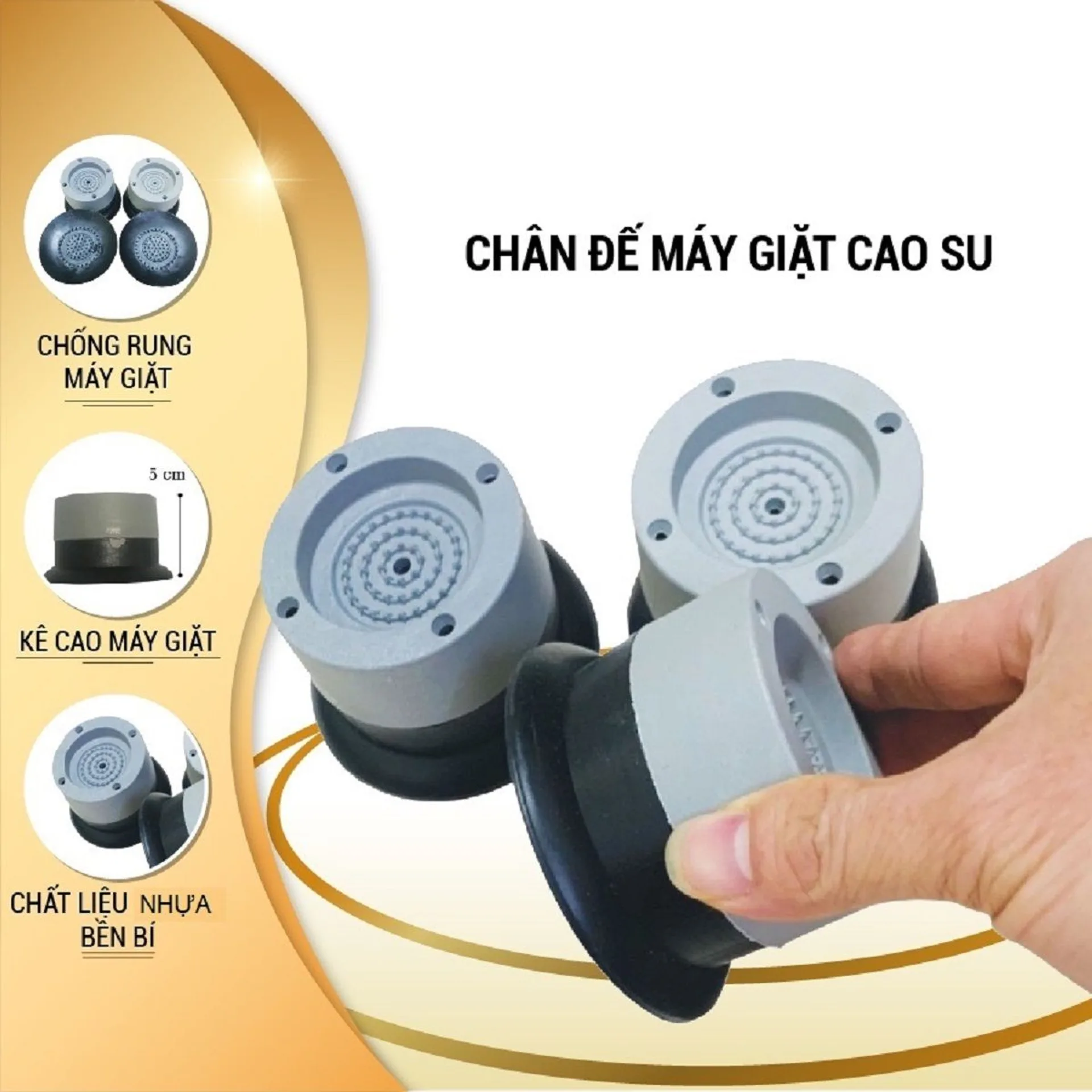 Set 4 chân đế chống rung máy giặt, đế máy giặt chống rung lắc, đế tủ lạnh có hít chân không