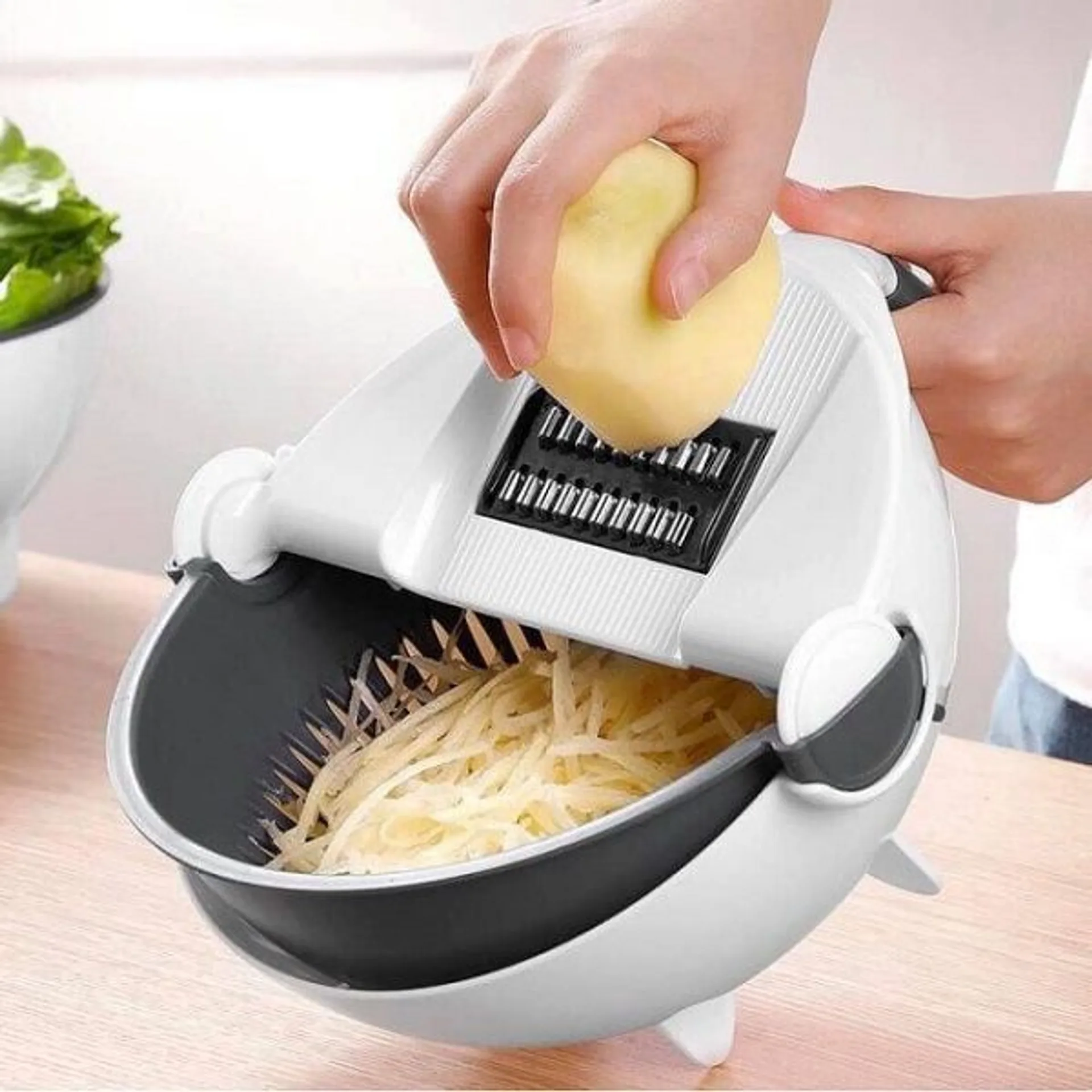 Bộ dụng cụ nạo củ quả đa năng 9 in 1 kèm rổ đựng tiện dụng, dụng cụ cắt gọt (ảnh 4/5)