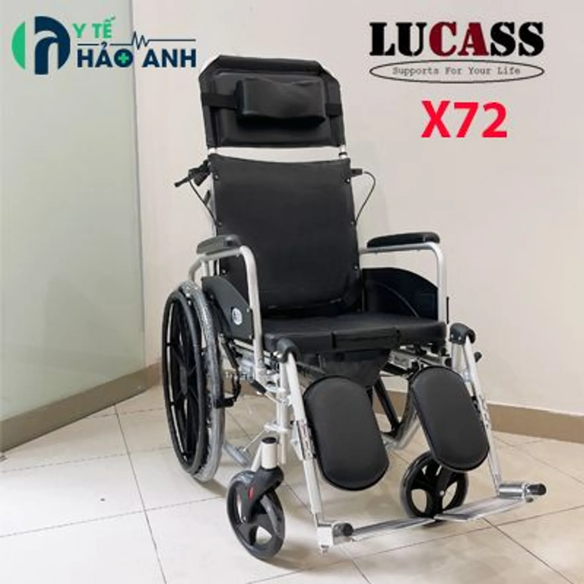 Xe lăn đa năng Lucass X72 có bô vệ sinh ngả nằm chống lật, khung hợp kim nhôm (ảnh 3/5)