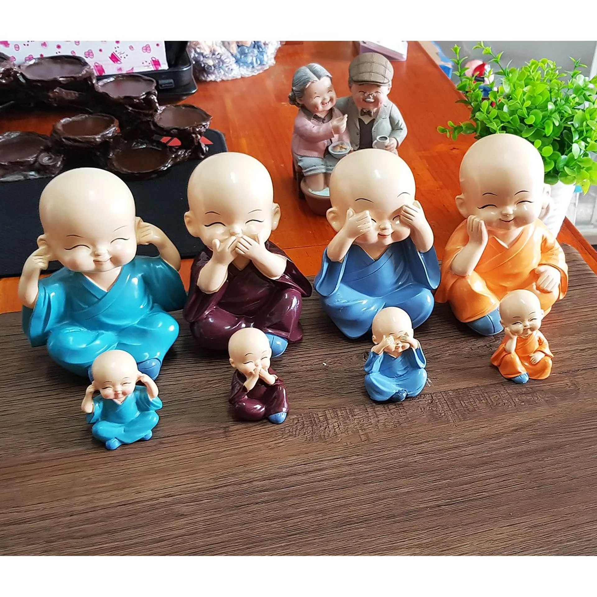 Bộ tượng tứ không 4 vị hòa thượng phong thủy, bộ tượng để ô tô bàn làm việc (ảnh 3/5)